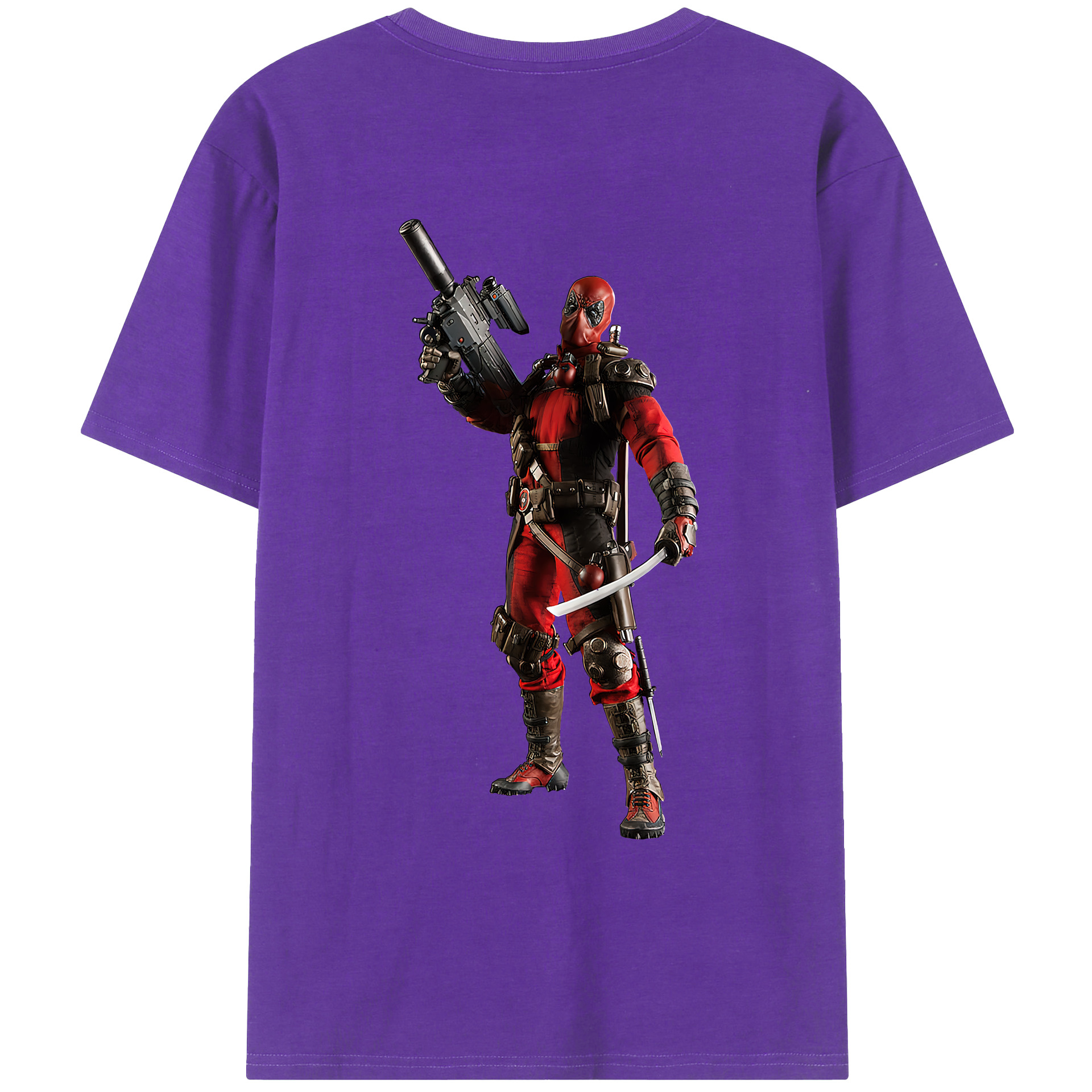 （画像用） Deadpool デッドプール 綿100％ メンズ半袖Tシャツ（バックプリント） 通気性