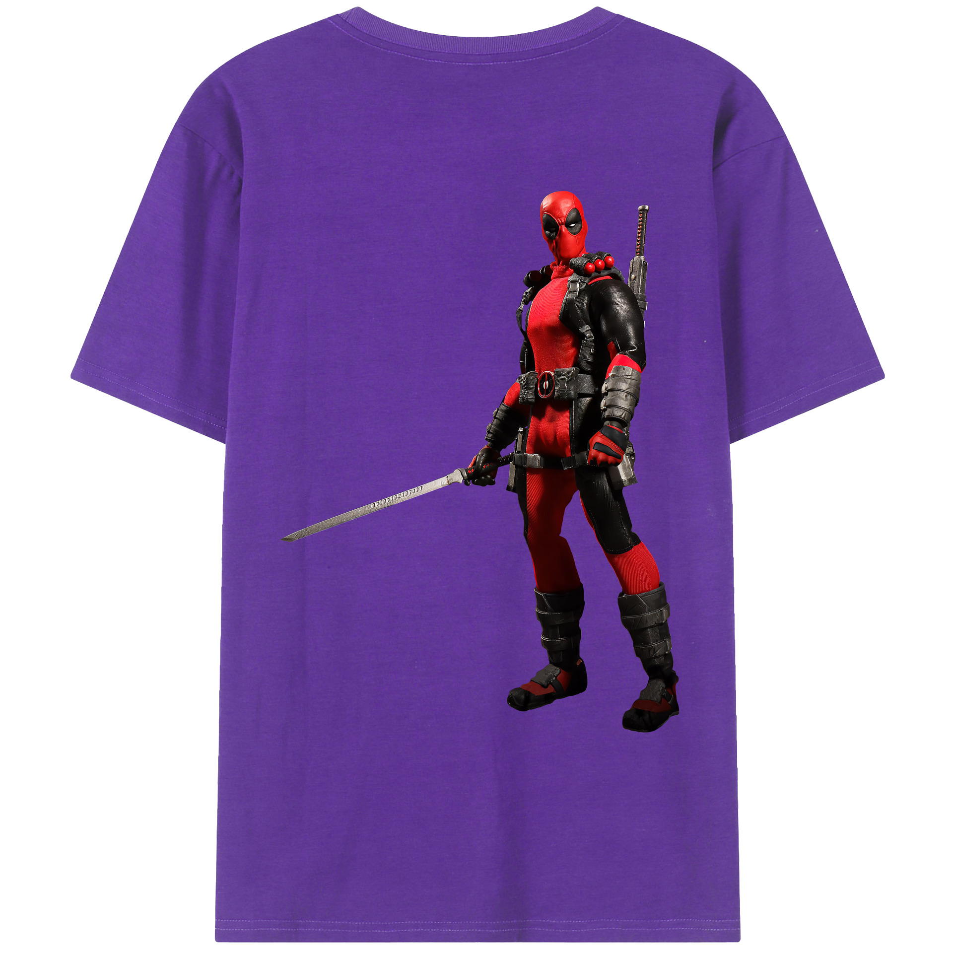 （画像用） Deadpool デッドプール 綿100％ メンズ半袖Tシャツ（バックプリント） 通気性
