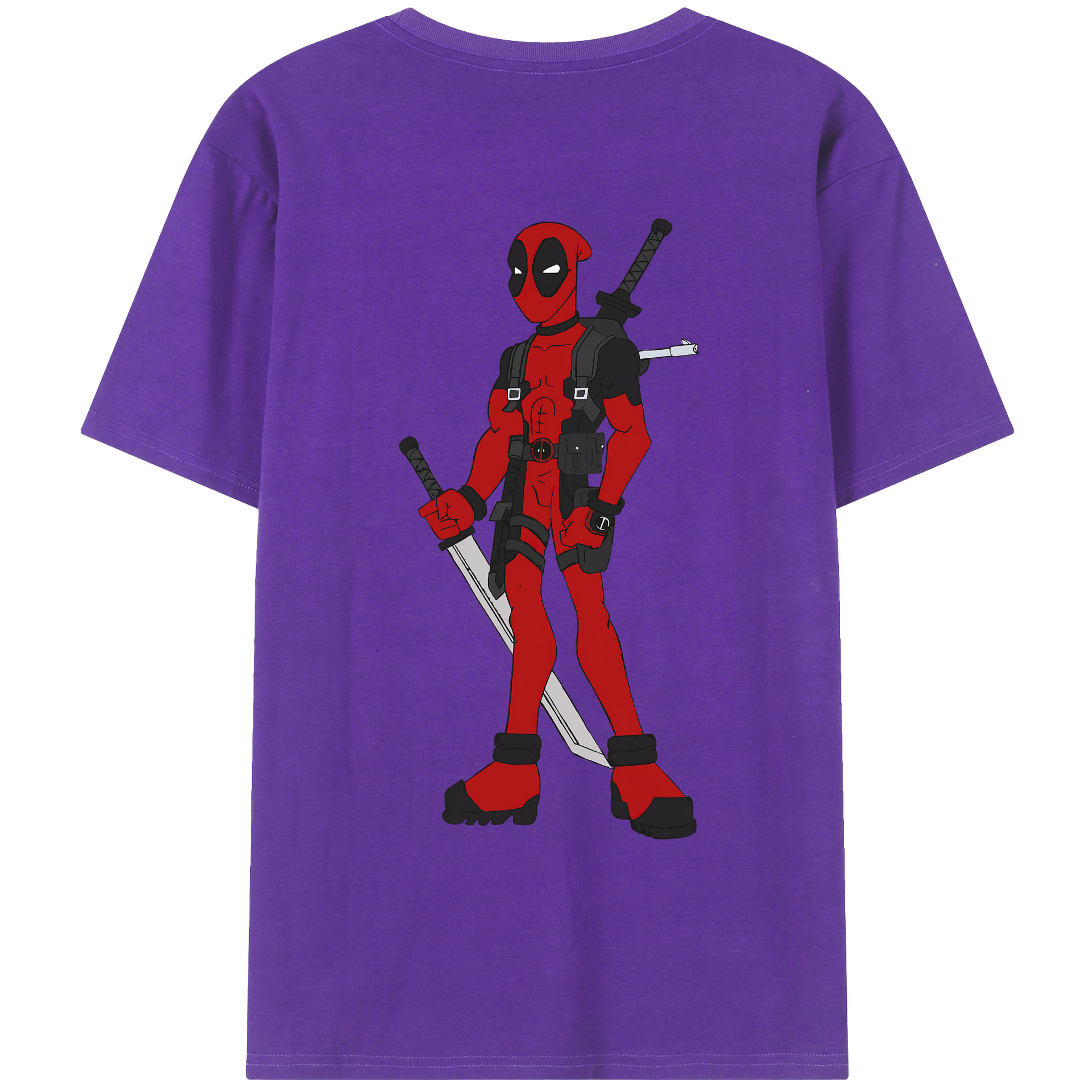 （画像用） Deadpool デッドプール 綿100％ メンズ半袖Tシャツ（バックプリント） 通気性