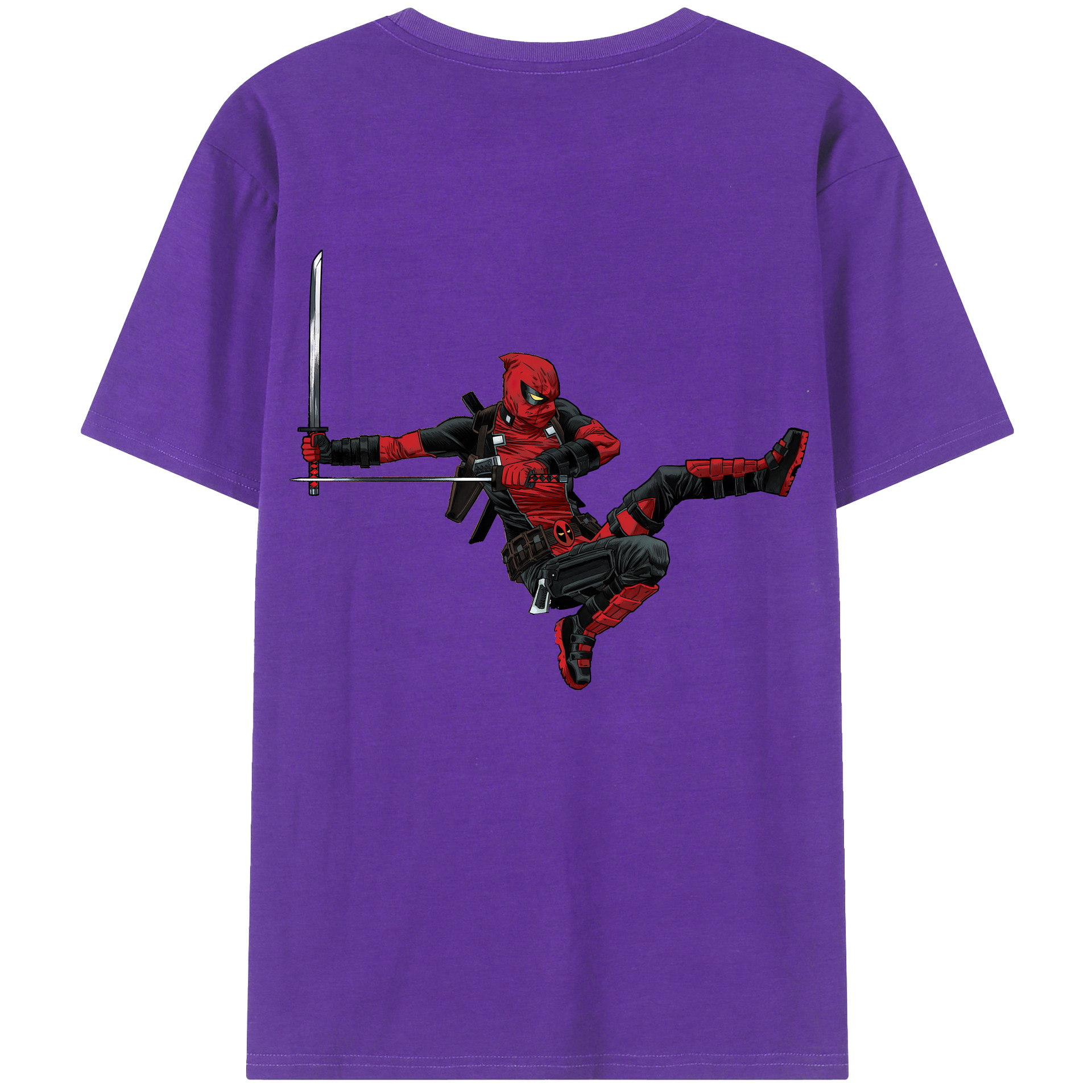 （画像用） Deadpool デッドプール 綿100％ メンズ半袖Tシャツ（バックプリント） 通気性