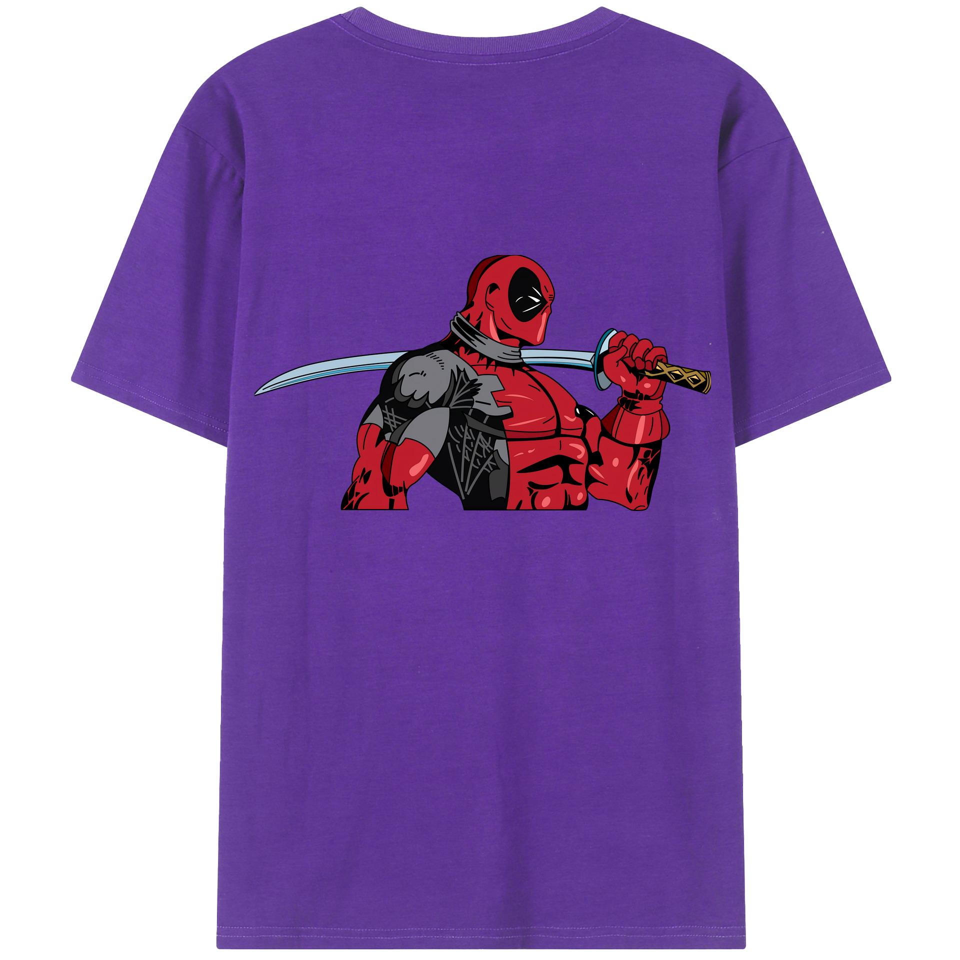 （画像用） Deadpool デッドプール 綿100％ メンズ半袖Tシャツ（バックプリント） 通気性