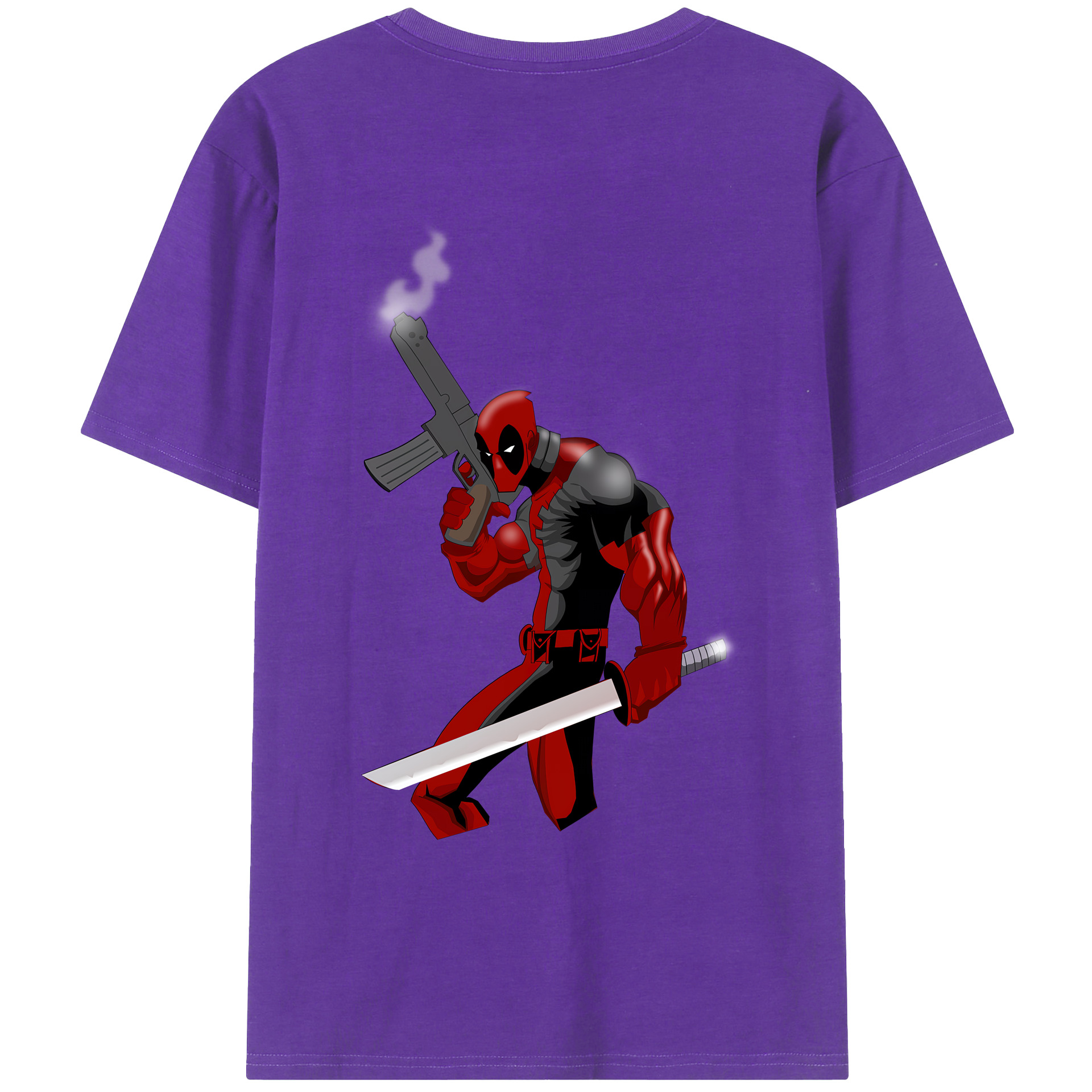 （画像用） Deadpool デッドプール 綿100％ メンズ半袖Tシャツ（バックプリント） 通気性