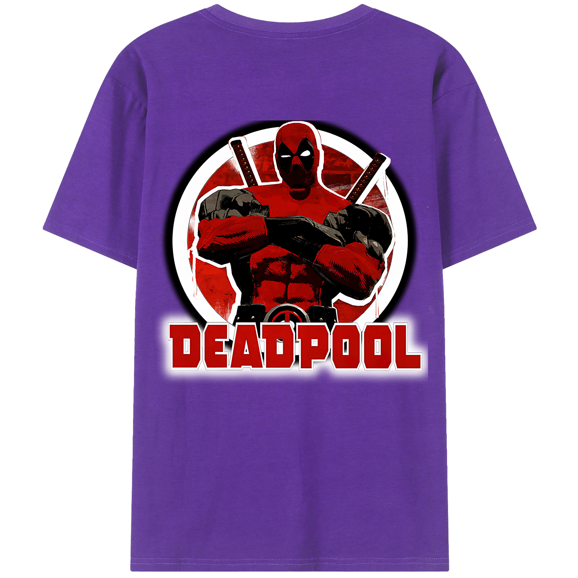 （画像用） Deadpool デッドプール 綿100％ メンズ半袖Tシャツ（バックプリント） 通気性