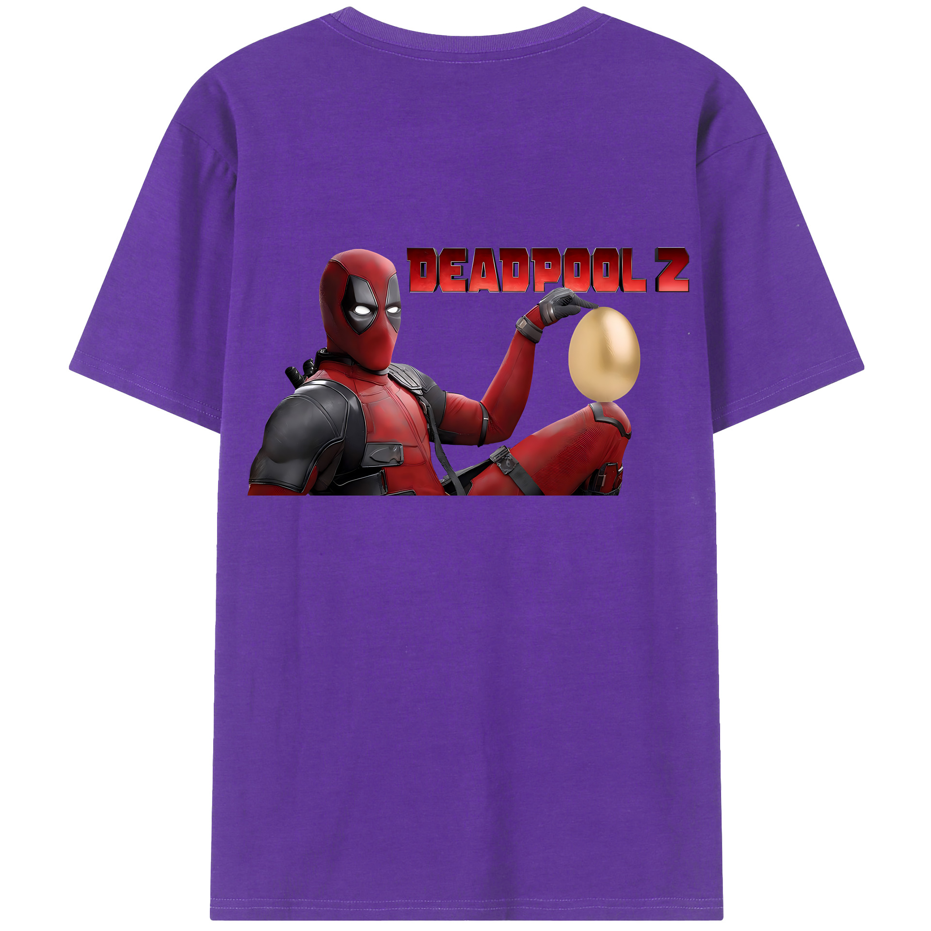 （画像用） Deadpool デッドプール 綿100％ メンズ半袖Tシャツ（バックプリント） 通気性