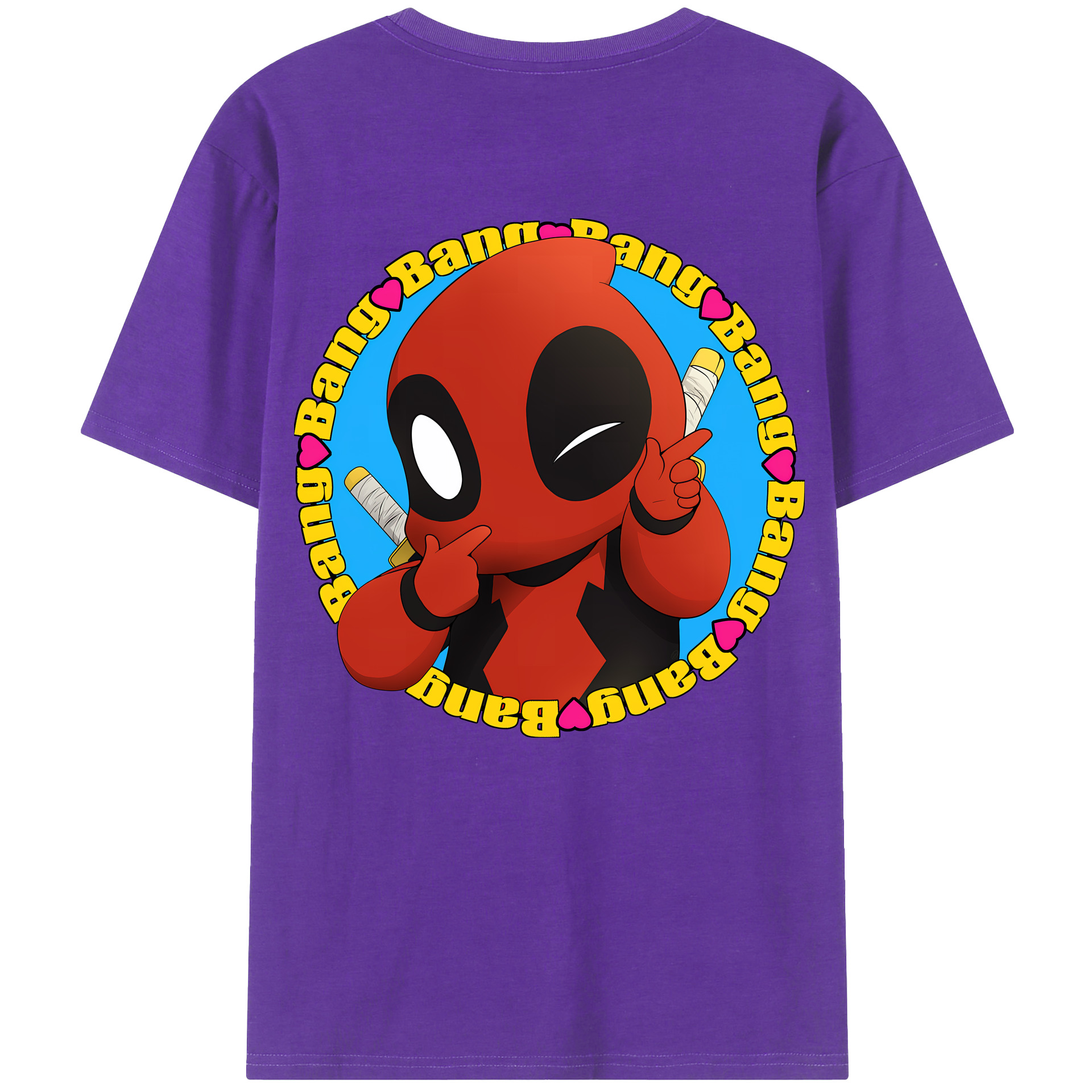 （画像用） Deadpool デッドプール 綿100％ メンズ半袖Tシャツ（バックプリント） 通気性