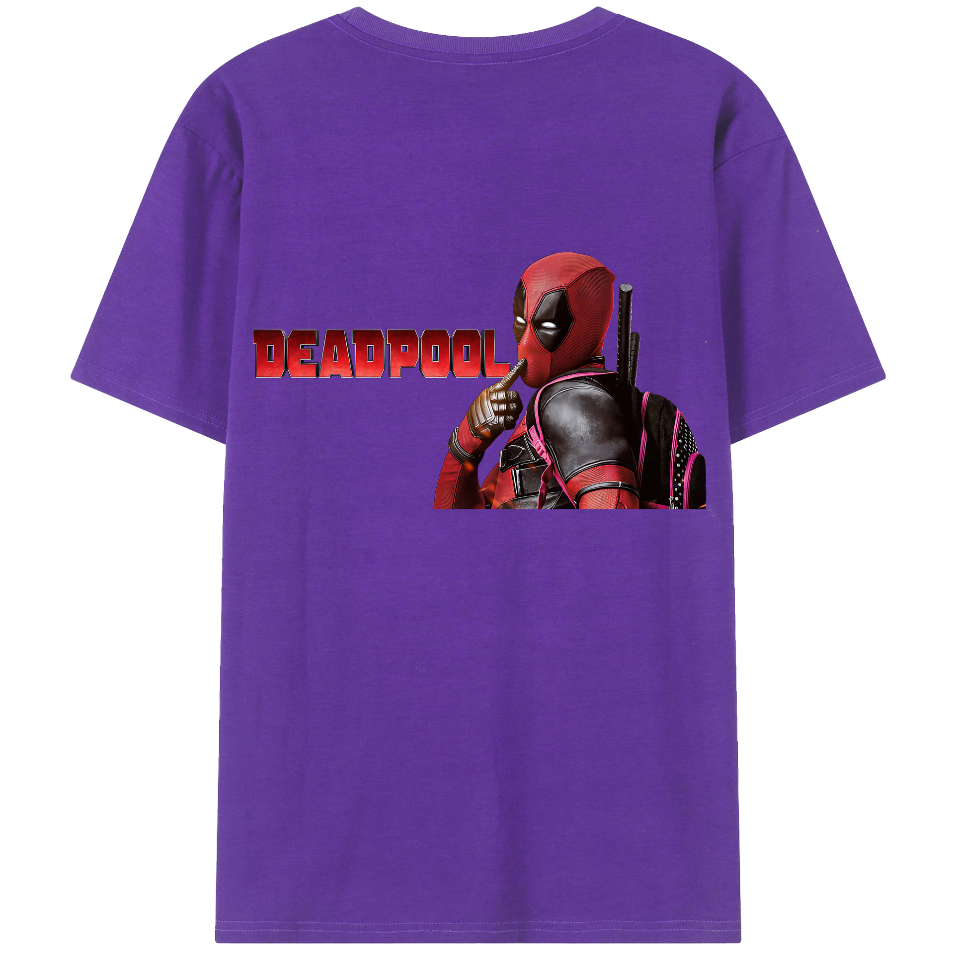 （画像用） Deadpool デッドプール 綿100％ メンズ半袖Tシャツ（バックプリント） 通気性