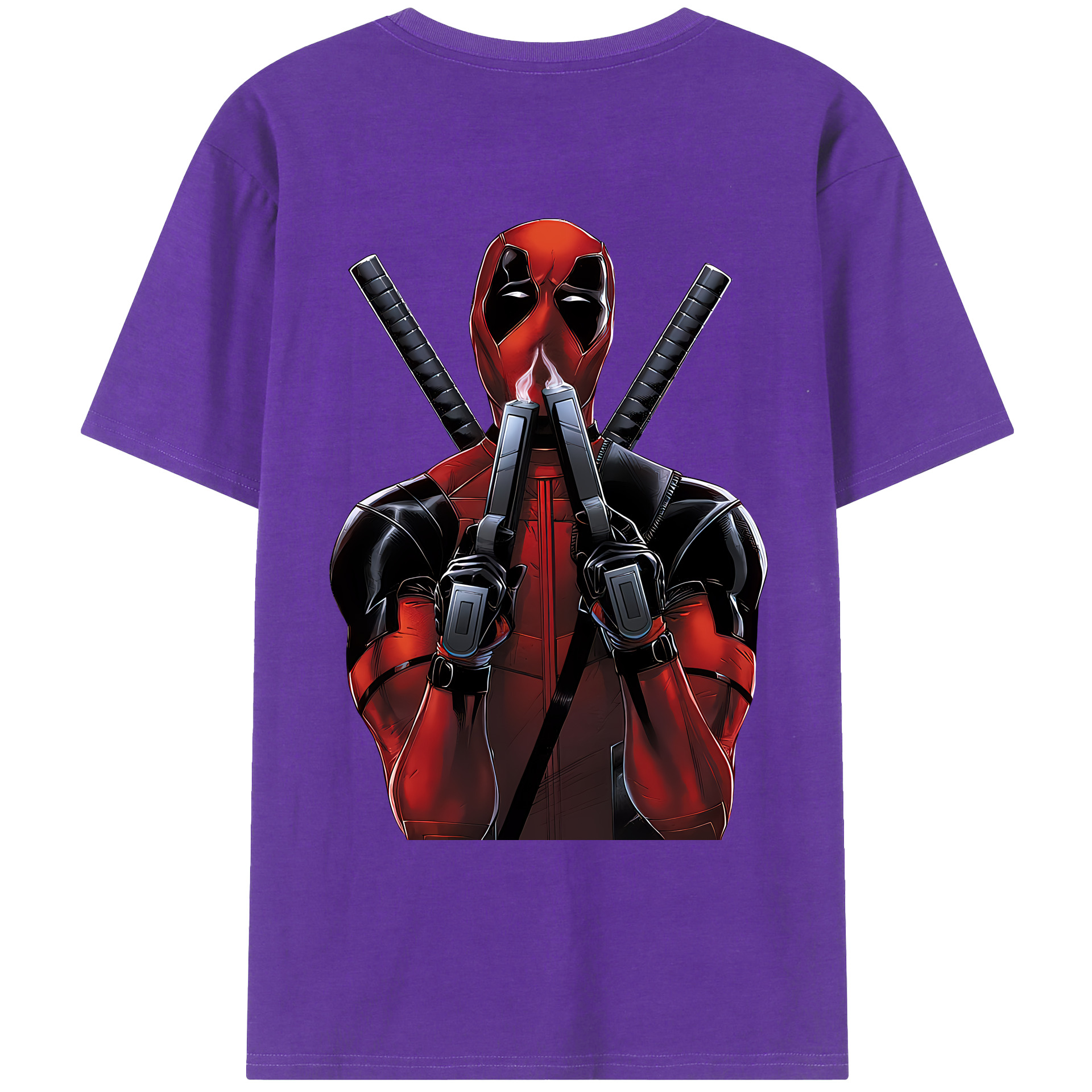（画像用） Deadpool デッドプール 綿100％ メンズ半袖Tシャツ（バックプリント） 通気性