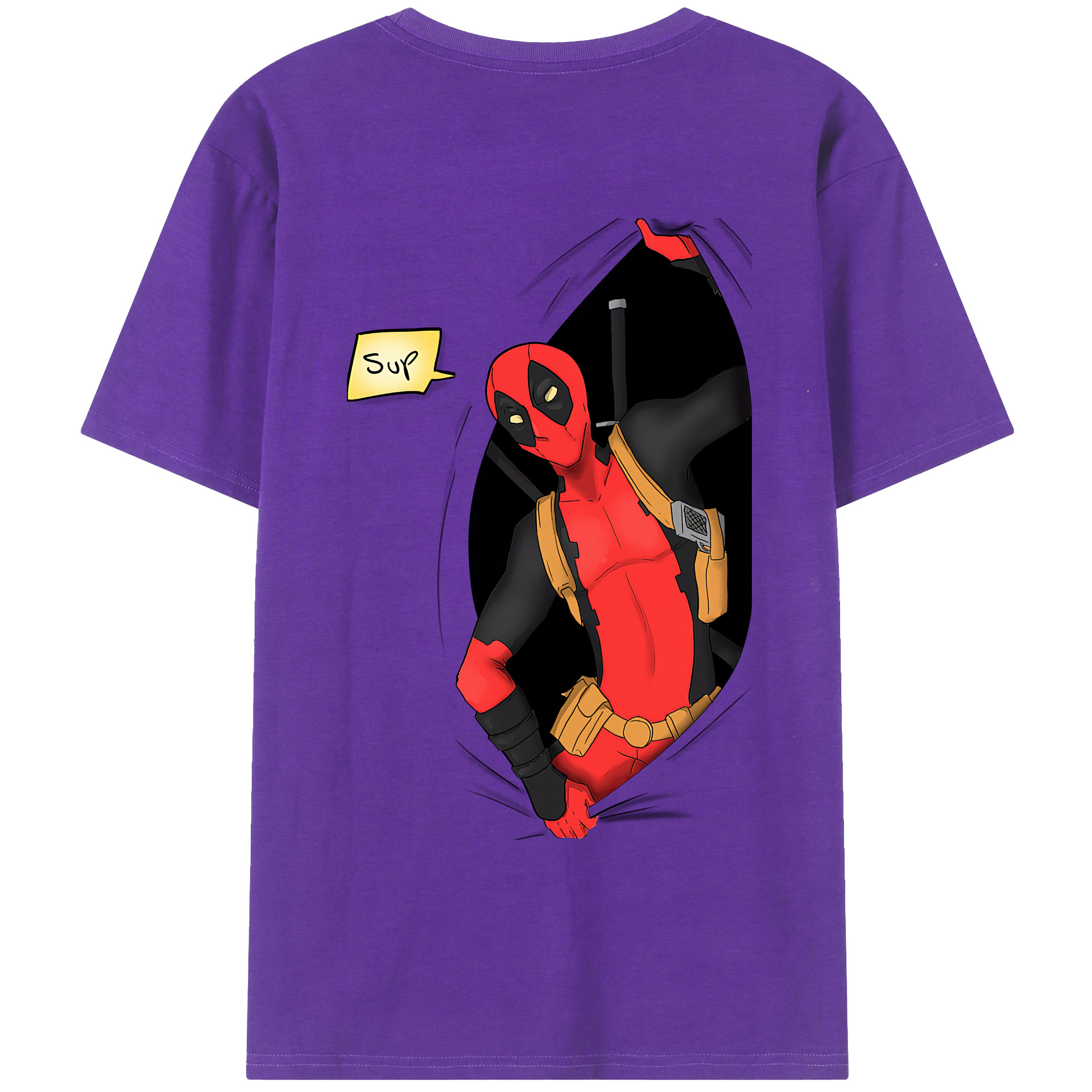 （画像用） Deadpool デッドプール 綿100％ メンズ半袖Tシャツ（バックプリント） 通気性