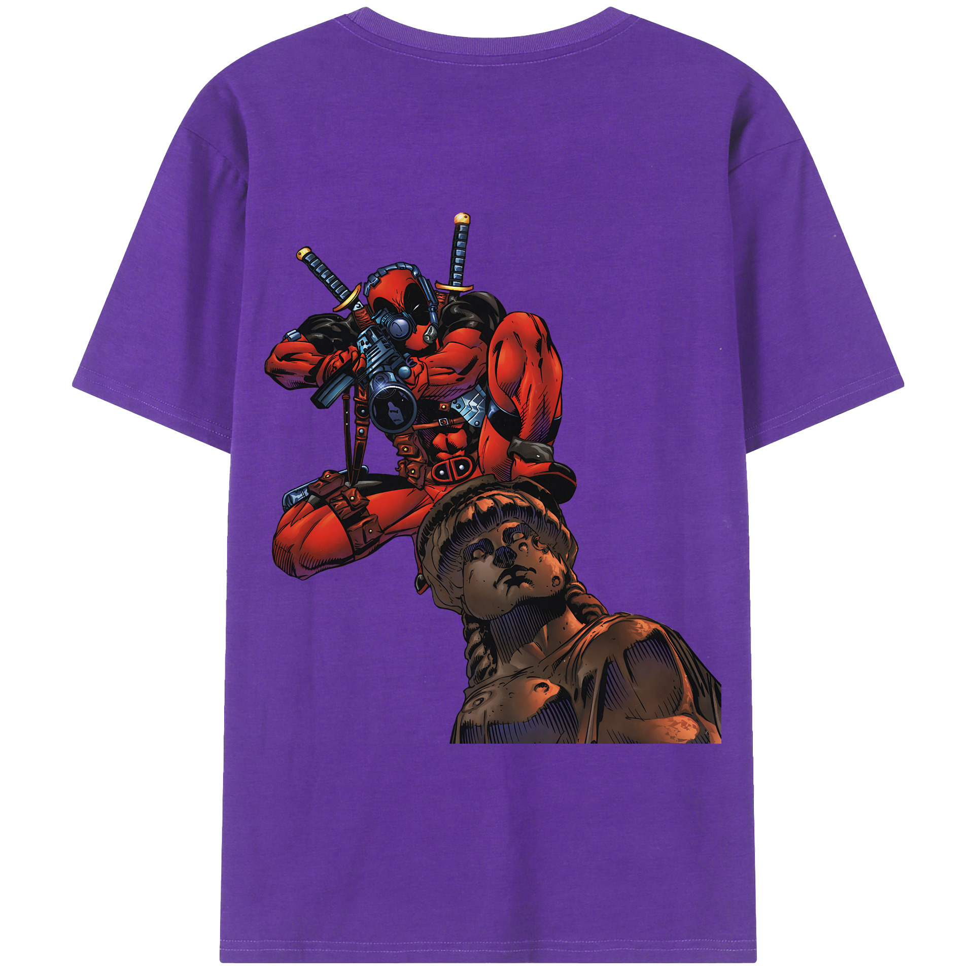 （画像用） Deadpool デッドプール 綿100％ メンズ半袖Tシャツ（バックプリント） 通気性