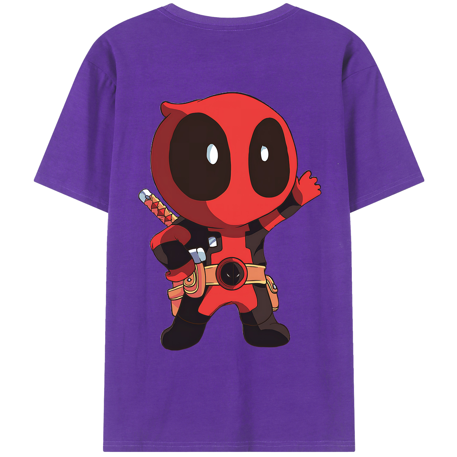 （画像用） Deadpool デッドプール 綿100％ メンズ半袖Tシャツ（バックプリント） 通気性