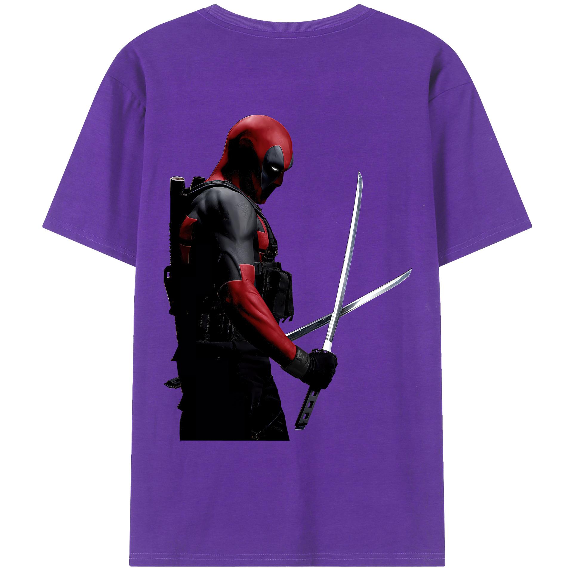 （画像用） Deadpool デッドプール 綿100％ メンズ半袖Tシャツ（バックプリント） 通気性