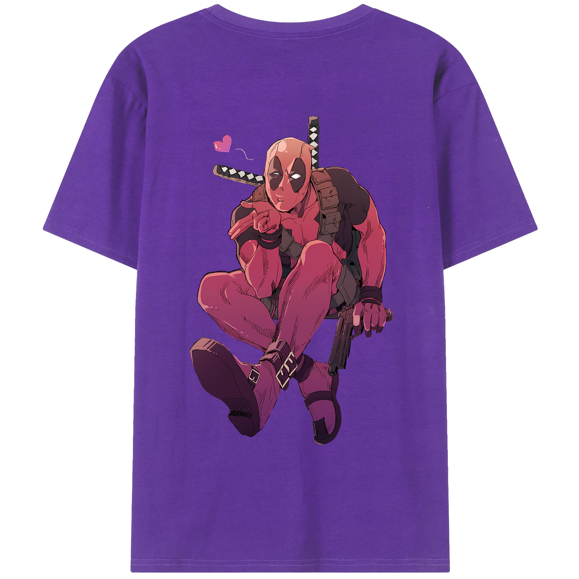（画像用） Deadpool デッドプール 綿100％ メンズ半袖Tシャツ（バックプリント） 通気性