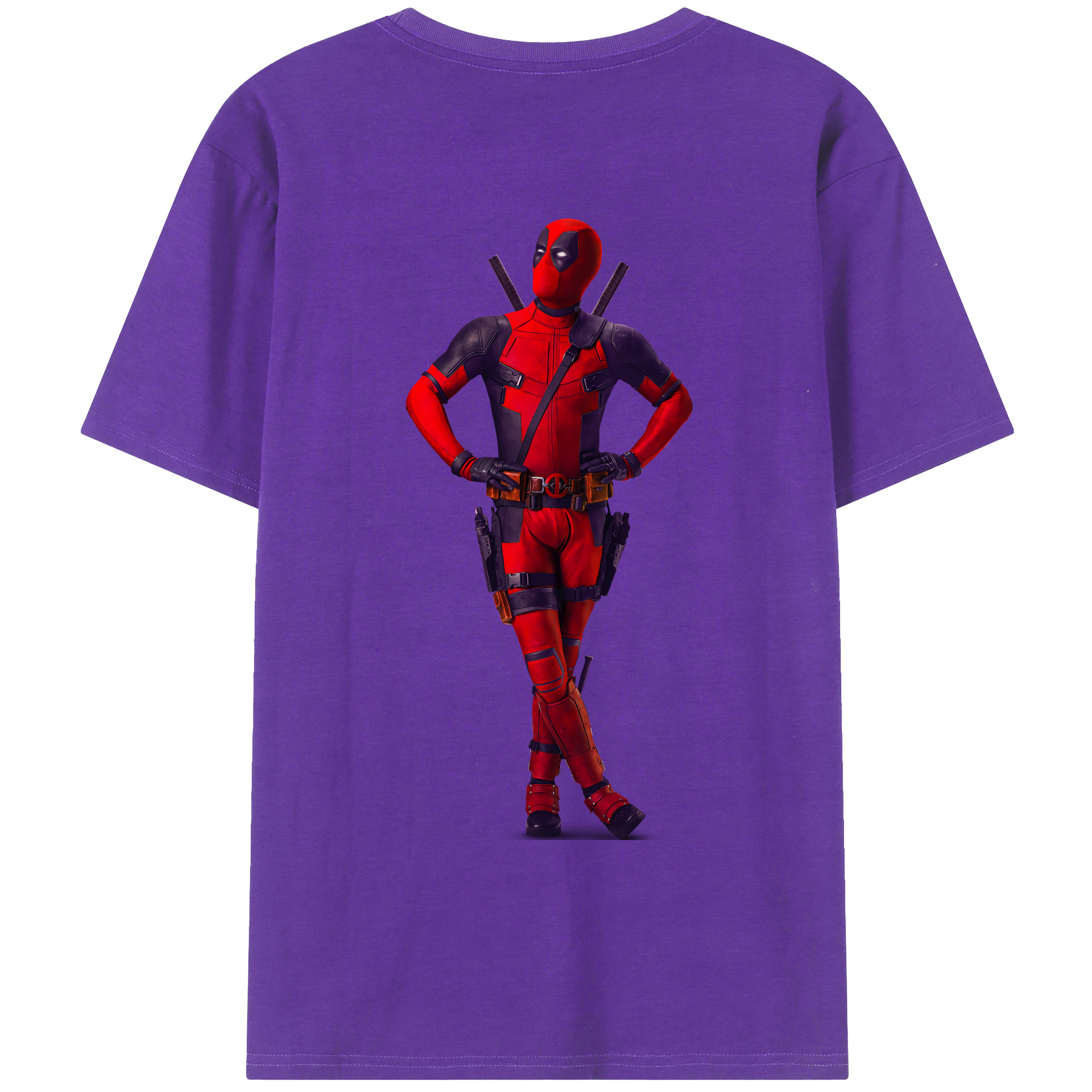 （画像用） Deadpool デッドプール 綿100％ メンズ半袖Tシャツ（バックプリント） 通気性