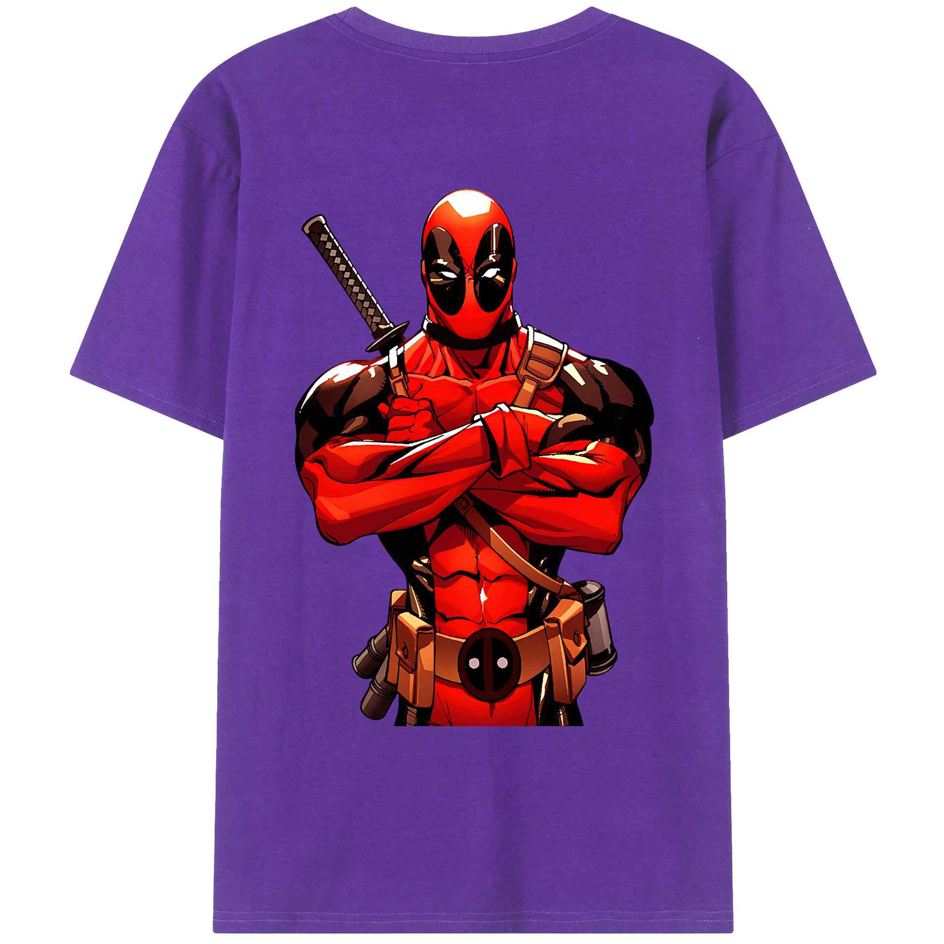（画像用） Deadpool デッドプール 綿100％ メンズ半袖Tシャツ（バックプリント） 通気性