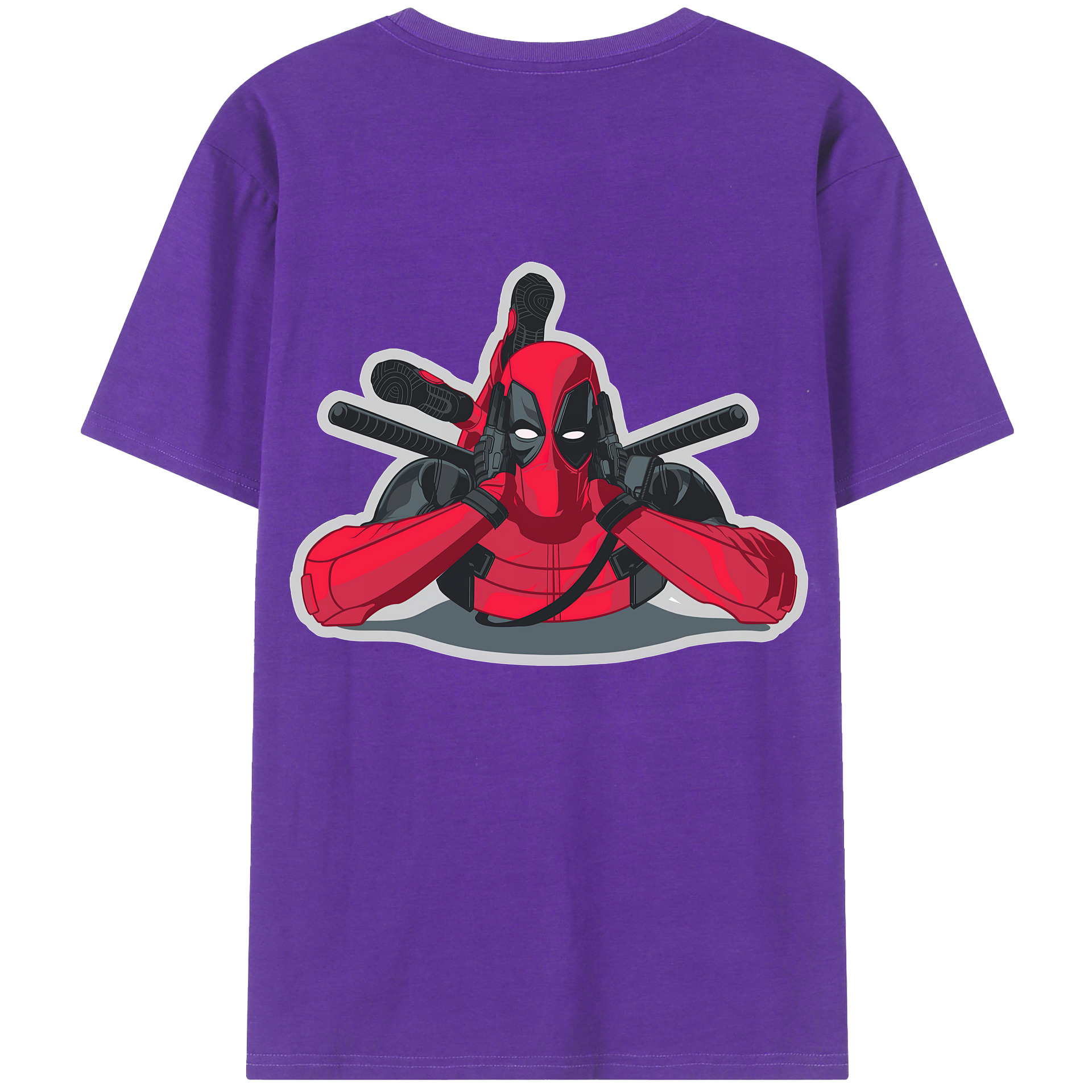 （画像用） Deadpool デッドプール 綿100％ メンズ半袖Tシャツ（バックプリント） 通気性
