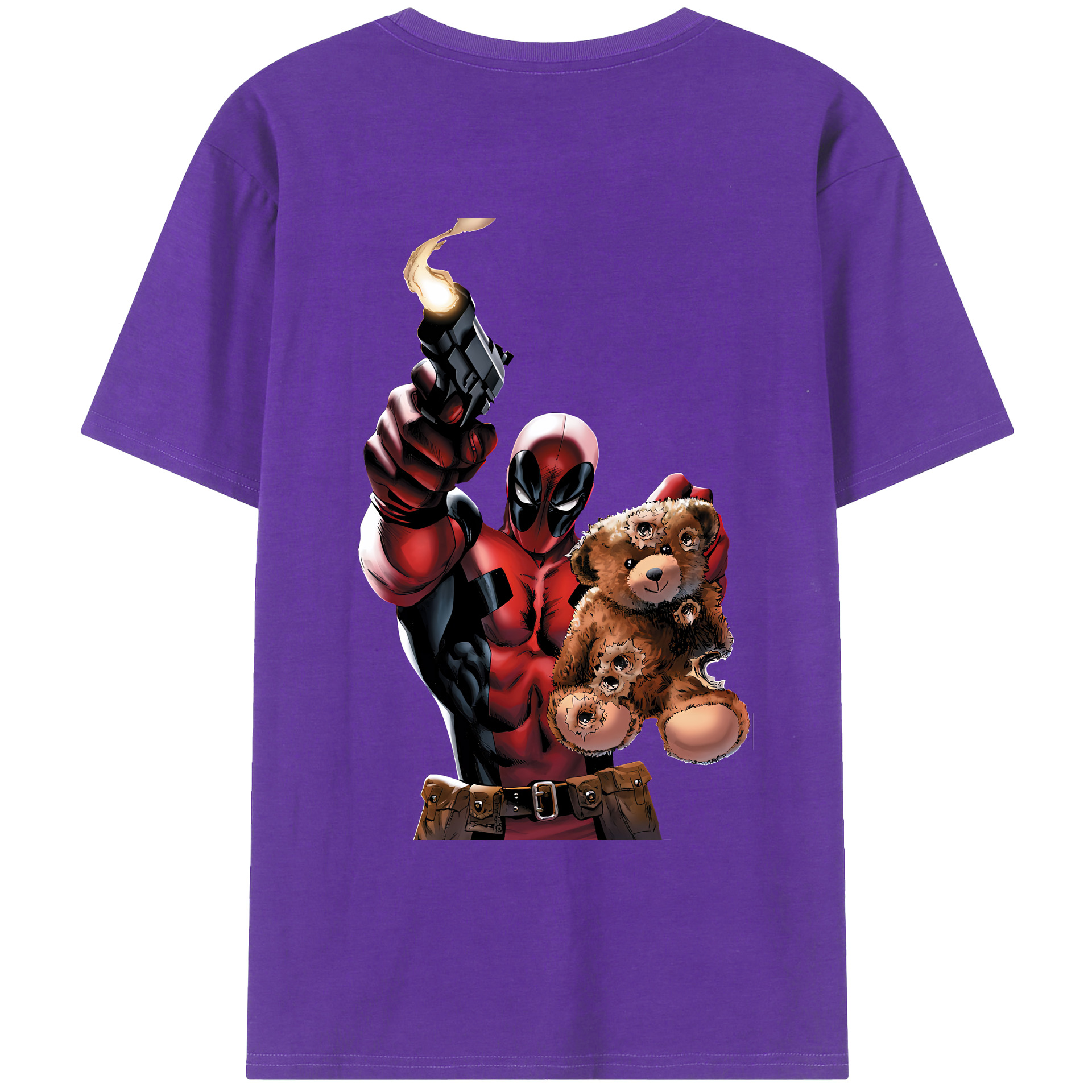 （画像用） Deadpool デッドプール 綿100％ メンズ半袖Tシャツ（バックプリント） 通気性