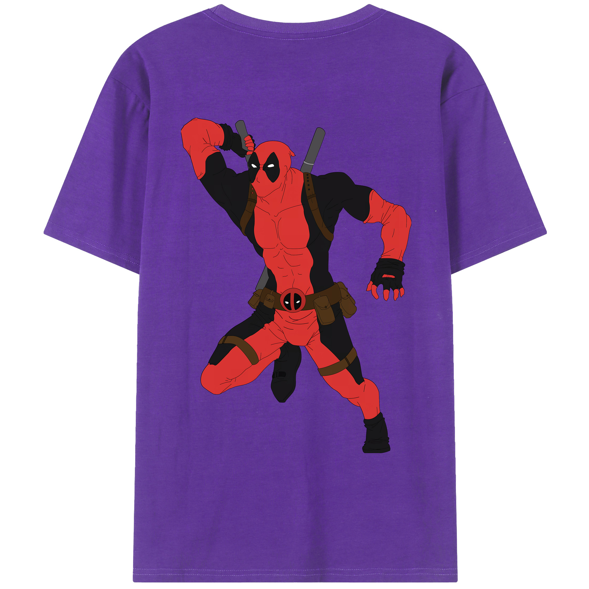 （画像用） Deadpool デッドプール 綿100％ メンズ半袖Tシャツ（バックプリント） 通気性