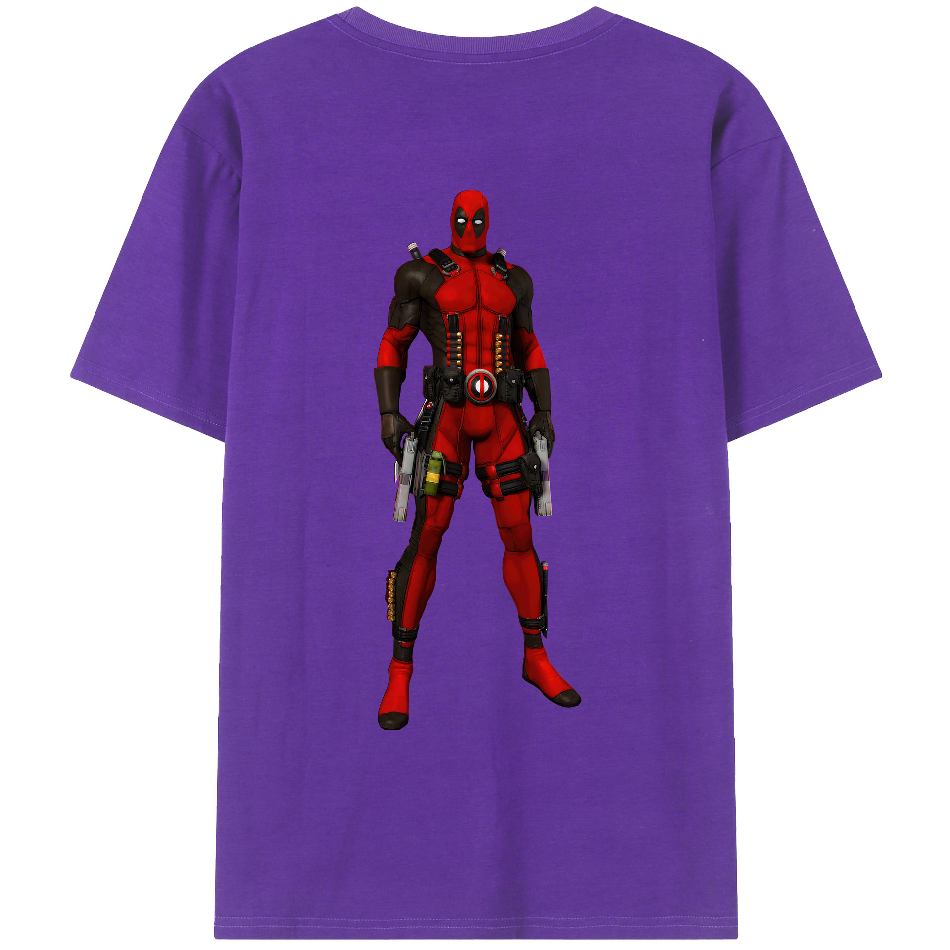 （画像用） Deadpool デッドプール 綿100％ メンズ半袖Tシャツ（バックプリント） 通気性