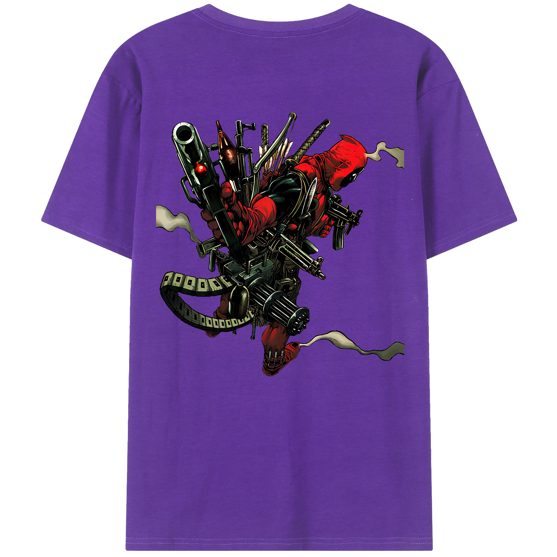 （画像用） Deadpool デッドプール 綿100％ メンズ半袖Tシャツ（バックプリント） 通気性