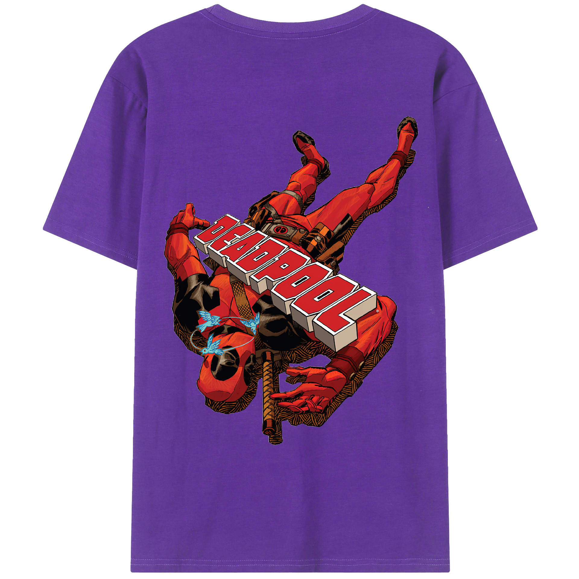 （画像用） Deadpool デッドプール 綿100％ メンズ半袖Tシャツ（バックプリント） 通気性