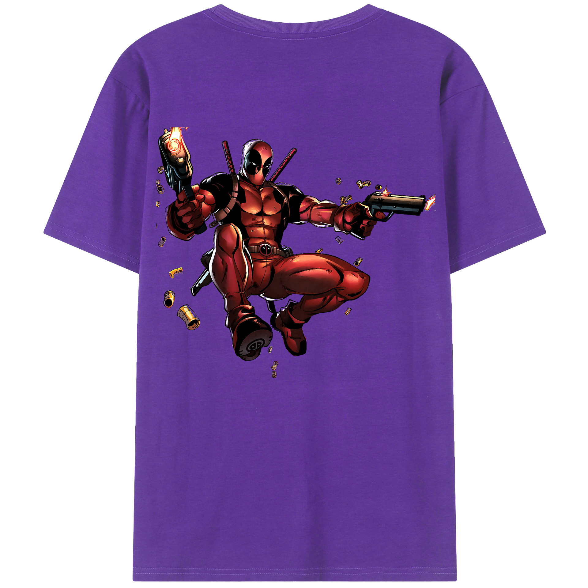 （画像用） Deadpool デッドプール 綿100％ メンズ半袖Tシャツ（バックプリント） 通気性