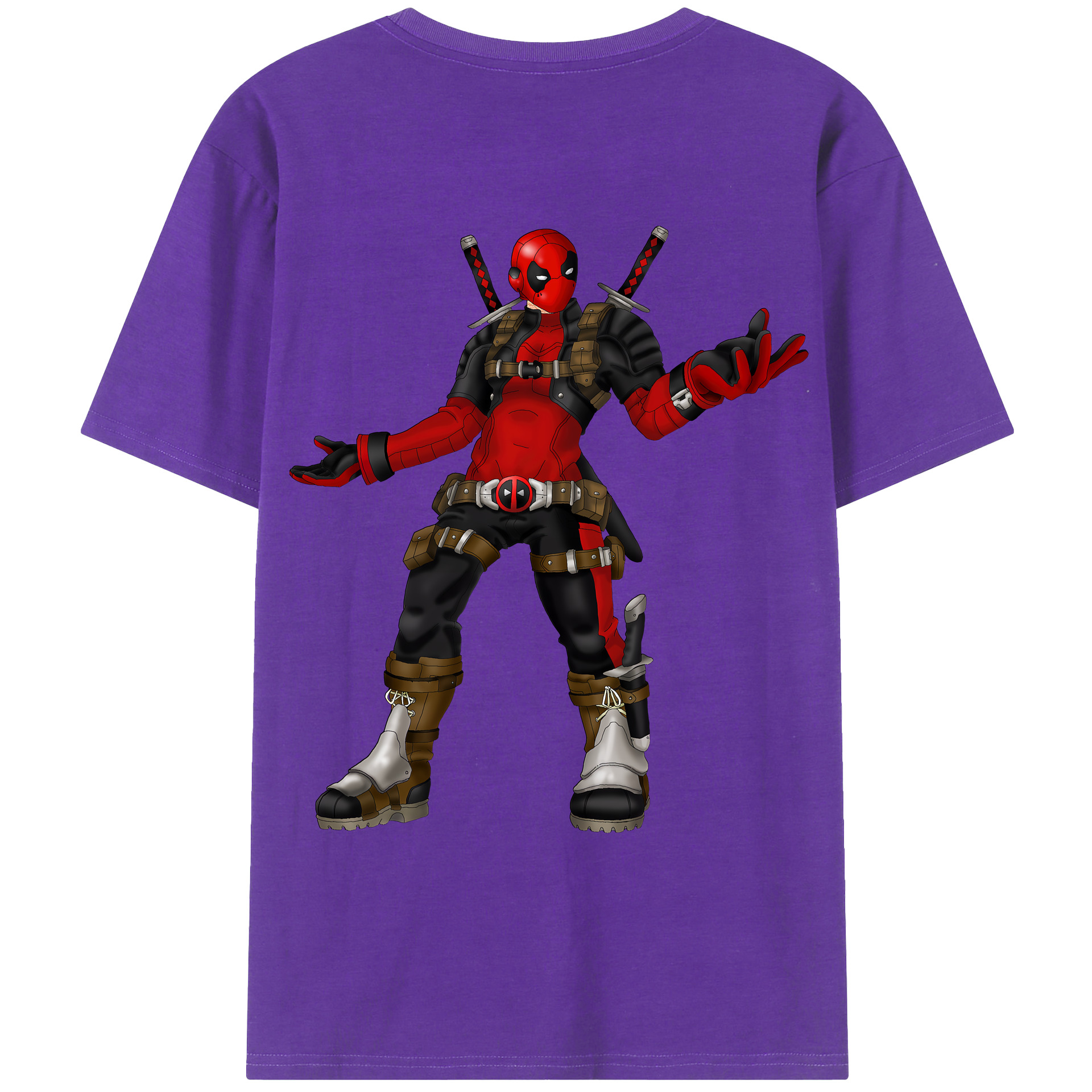 （画像用） Deadpool デッドプール 綿100％ メンズ半袖Tシャツ（バックプリント） 通気性