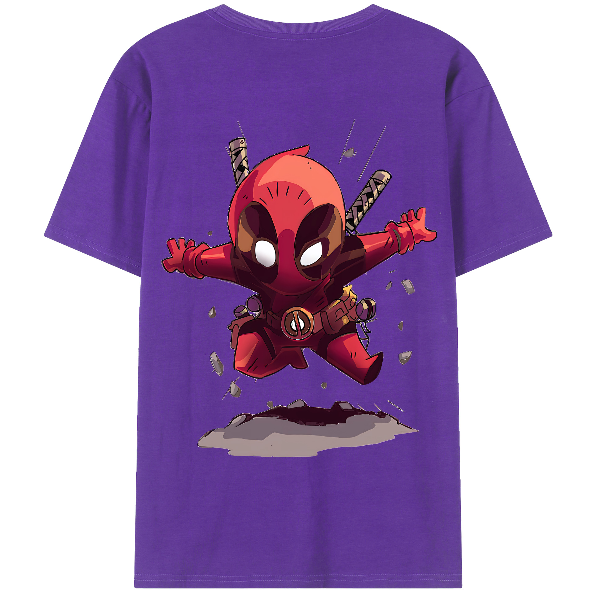 （画像用） Deadpool デッドプール 綿100％ メンズ半袖Tシャツ（バックプリント） 通気性