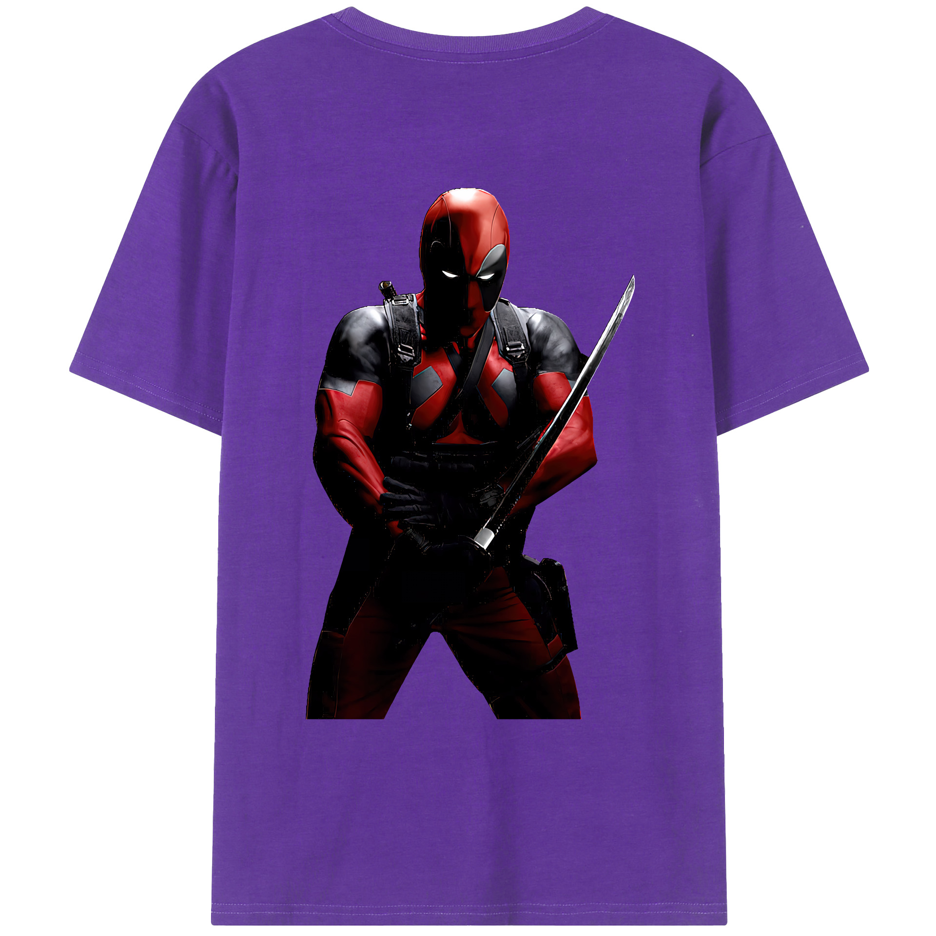 （画像用） Deadpool デッドプール 綿100％ メンズ半袖Tシャツ（バックプリント） 通気性
