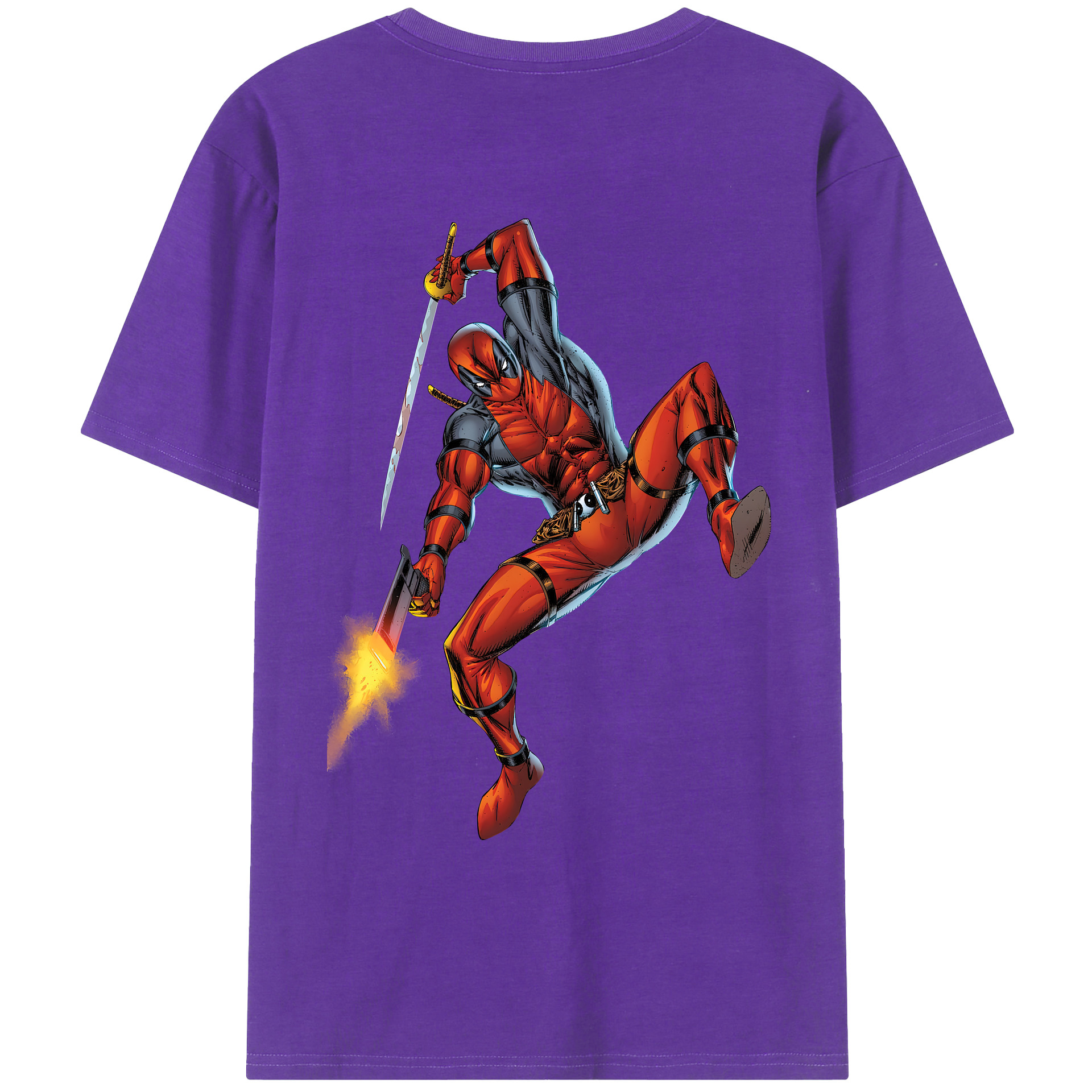 （画像用） Deadpool デッドプール 綿100％ メンズ半袖Tシャツ（バックプリント） 通気性