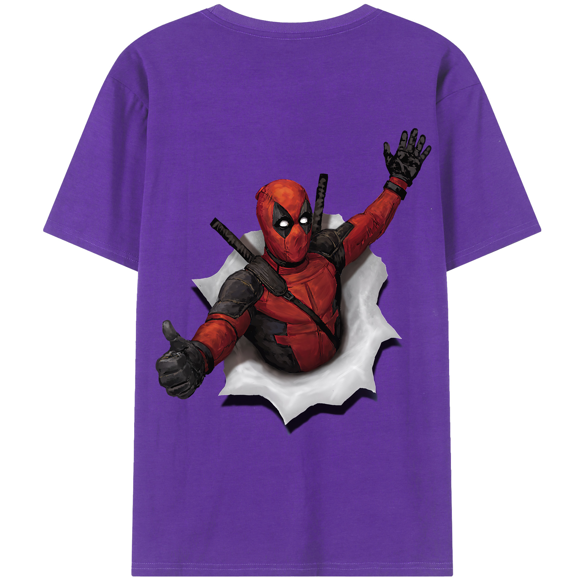 （画像用） Deadpool デッドプール 綿100％ メンズ半袖Tシャツ（バックプリント） 通気性