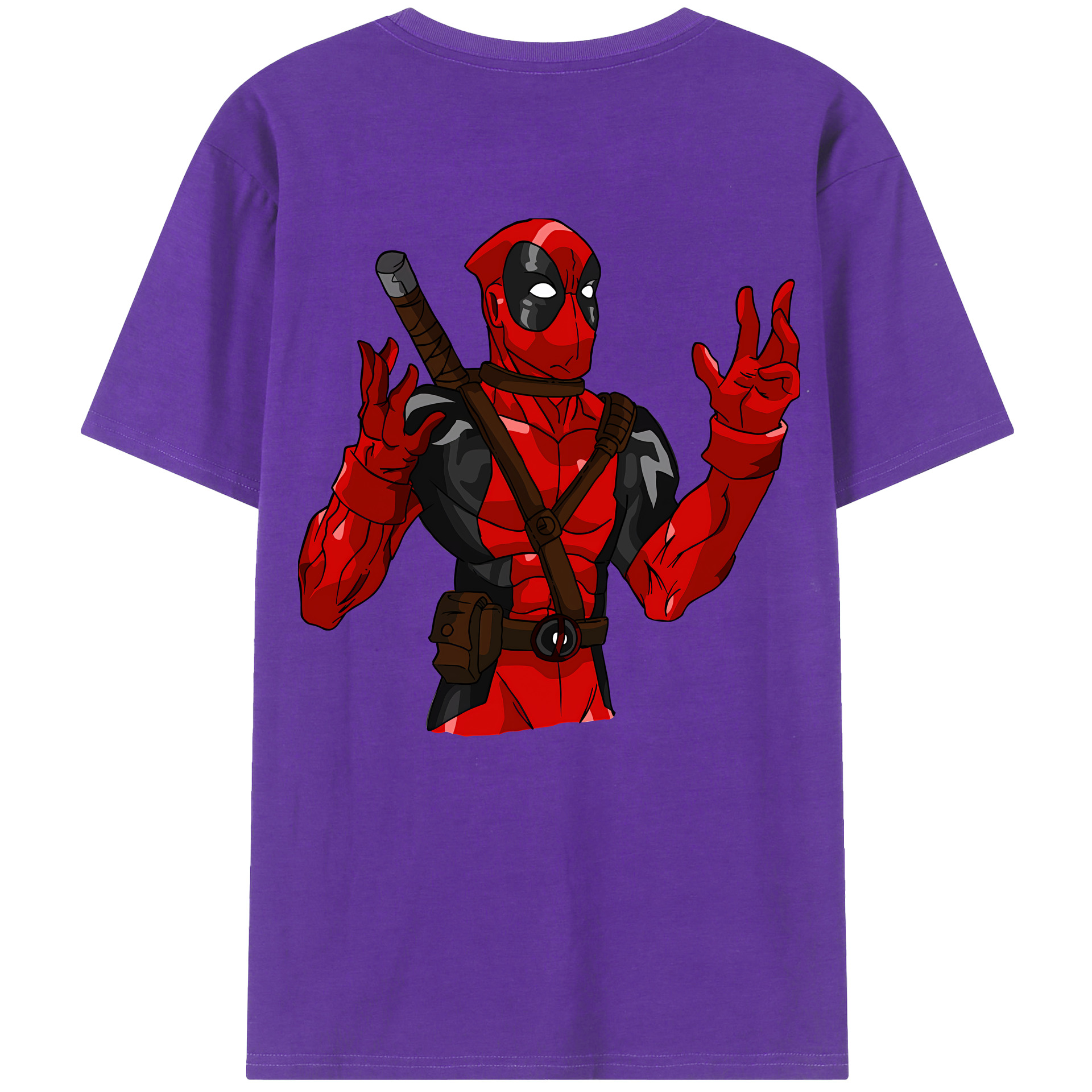 （画像用） Deadpool デッドプール 綿100％ メンズ半袖Tシャツ（バックプリント） 通気性