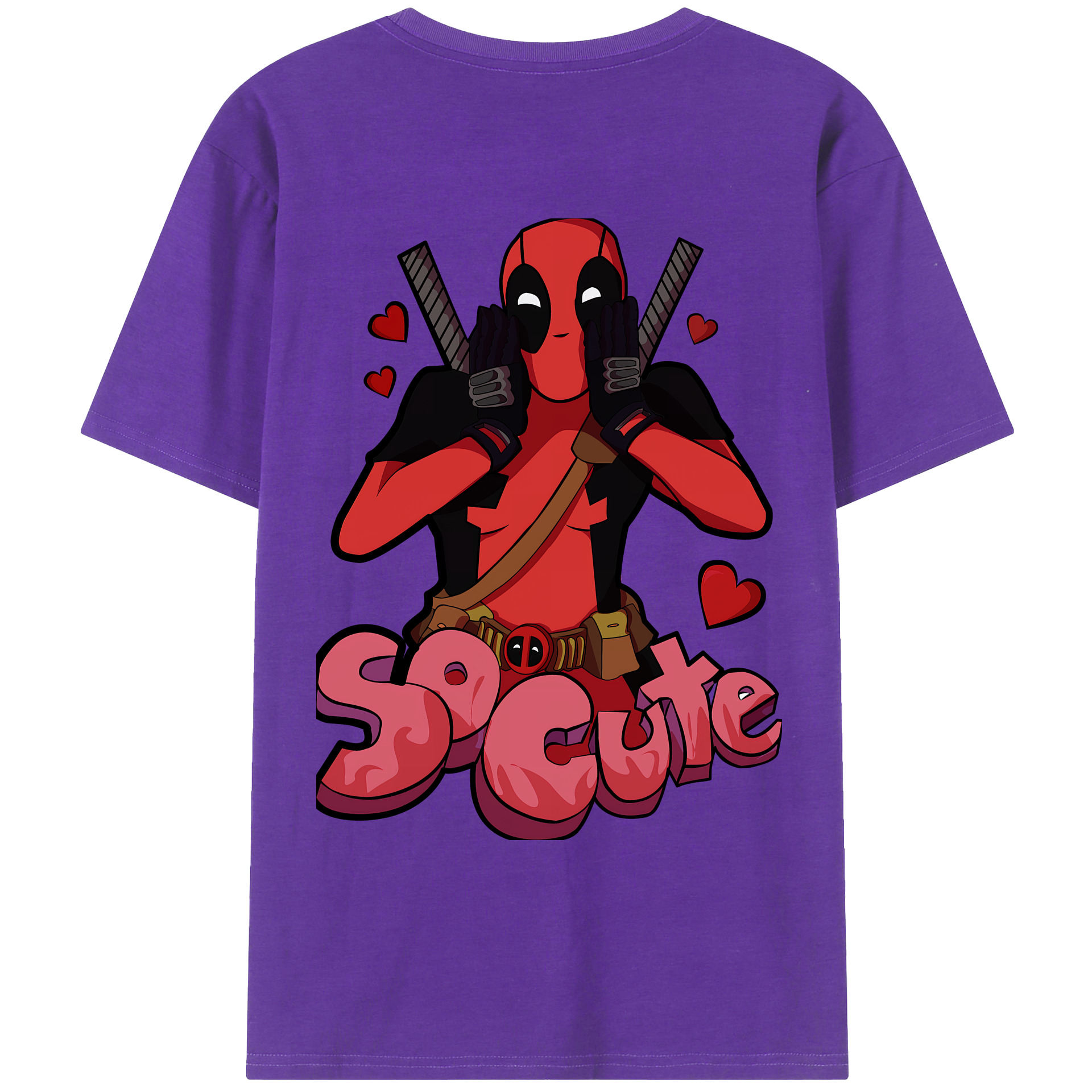 （画像用） Deadpool デッドプール 綿100％ メンズ半袖Tシャツ（バックプリント） 通気性