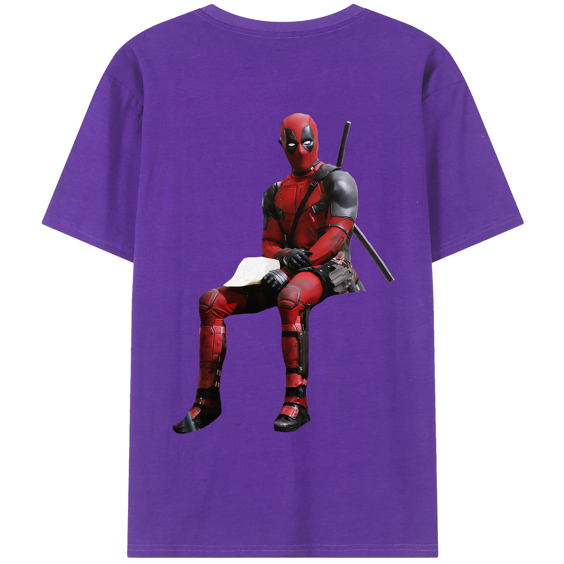 （画像用） Deadpool デッドプール 綿100％ メンズ半袖Tシャツ（バックプリント） 通気性