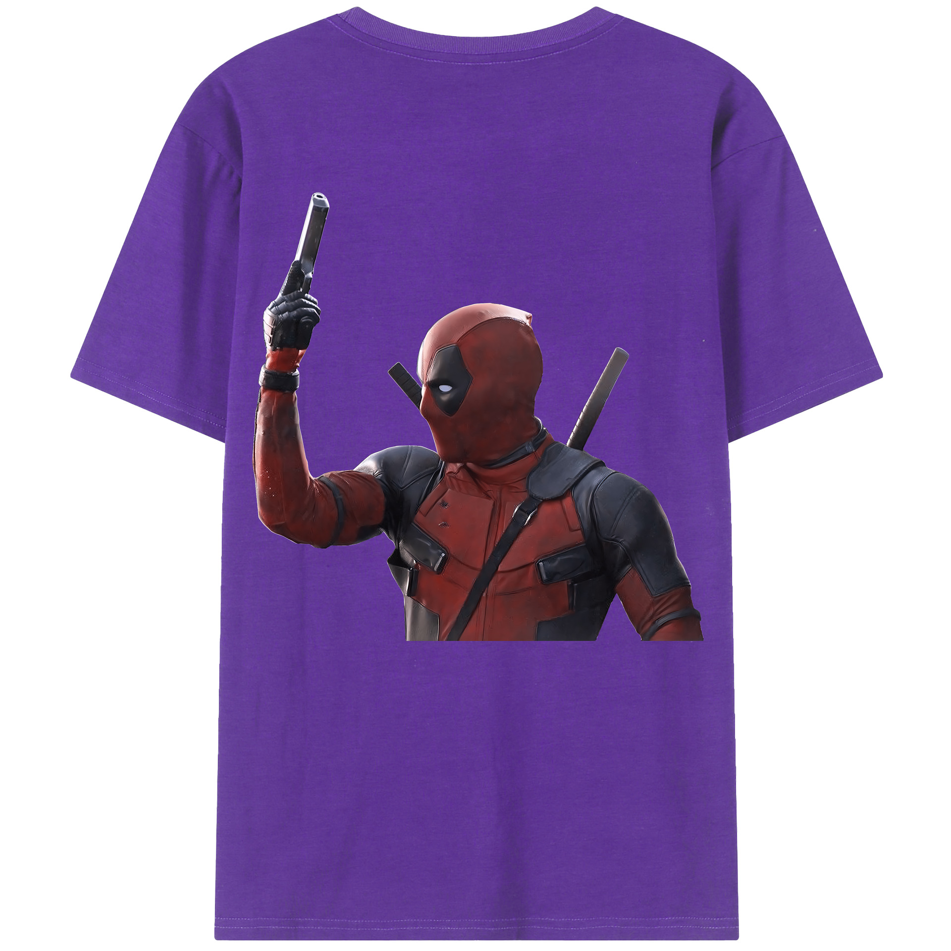 （画像用） Deadpool デッドプール 綿100％ メンズ半袖Tシャツ（バックプリント） 通気性