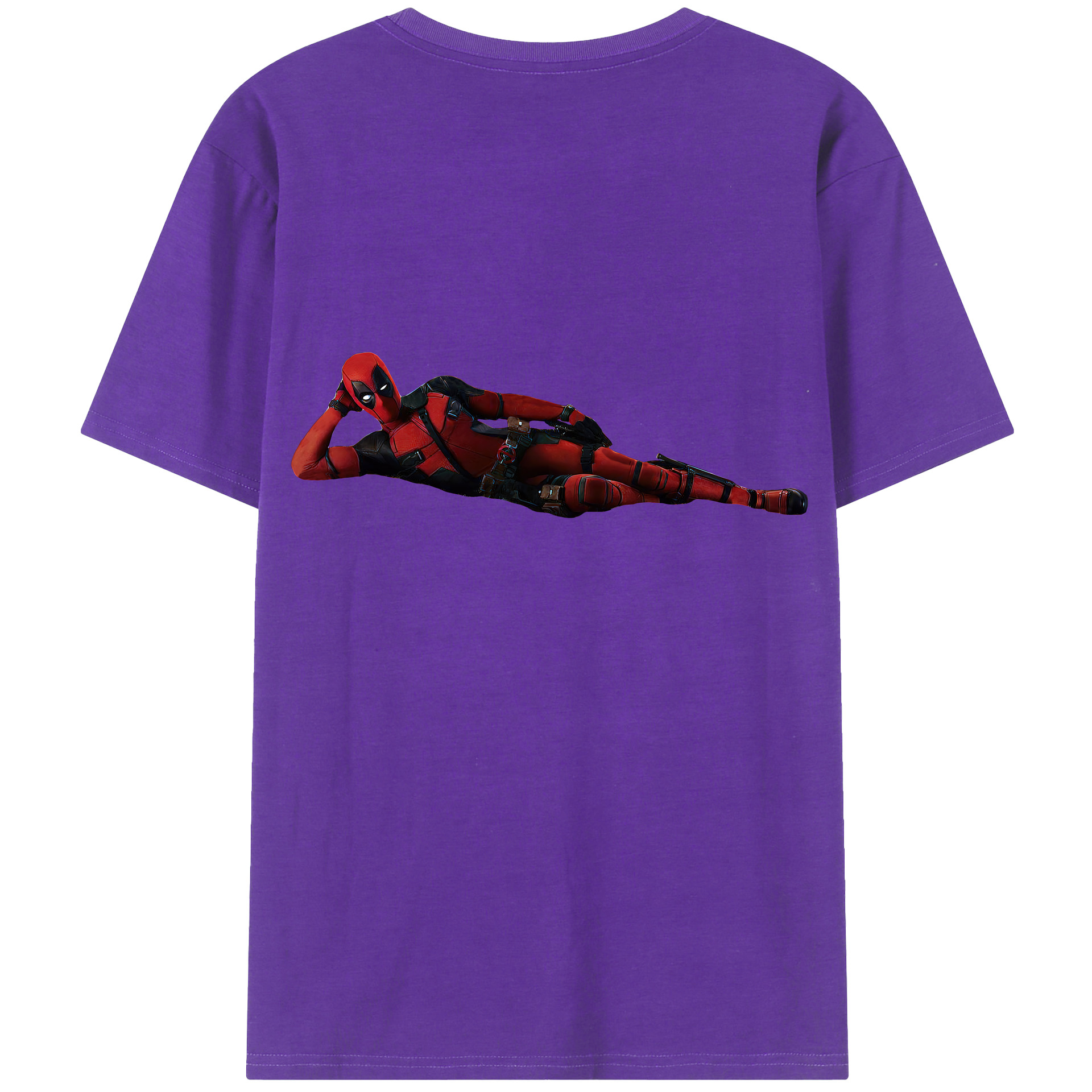 （画像用） Deadpool デッドプール 綿100％ メンズ半袖Tシャツ（バックプリント） 通気性