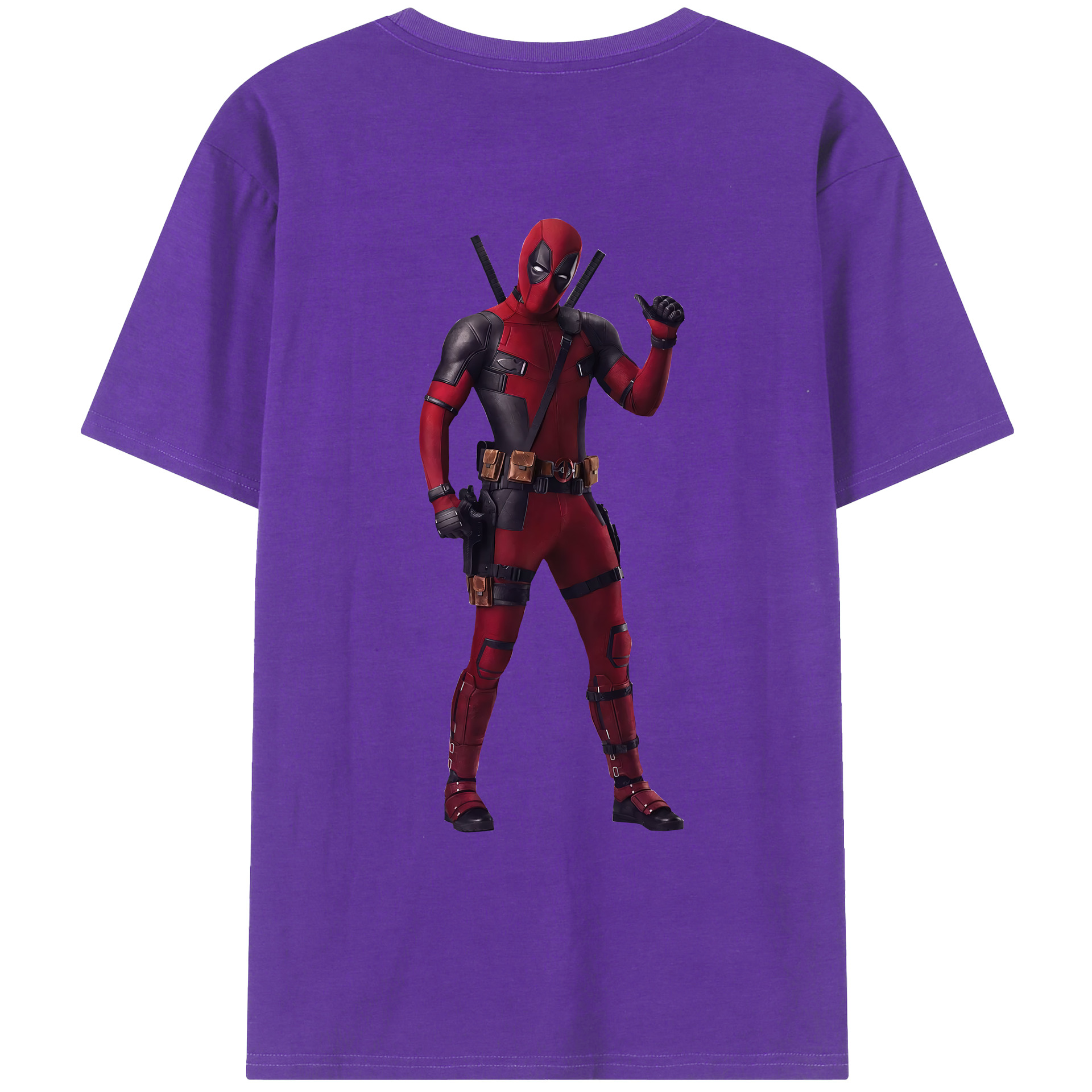 （画像用） Deadpool デッドプール 綿100％ メンズ半袖Tシャツ（バックプリント） 通気性