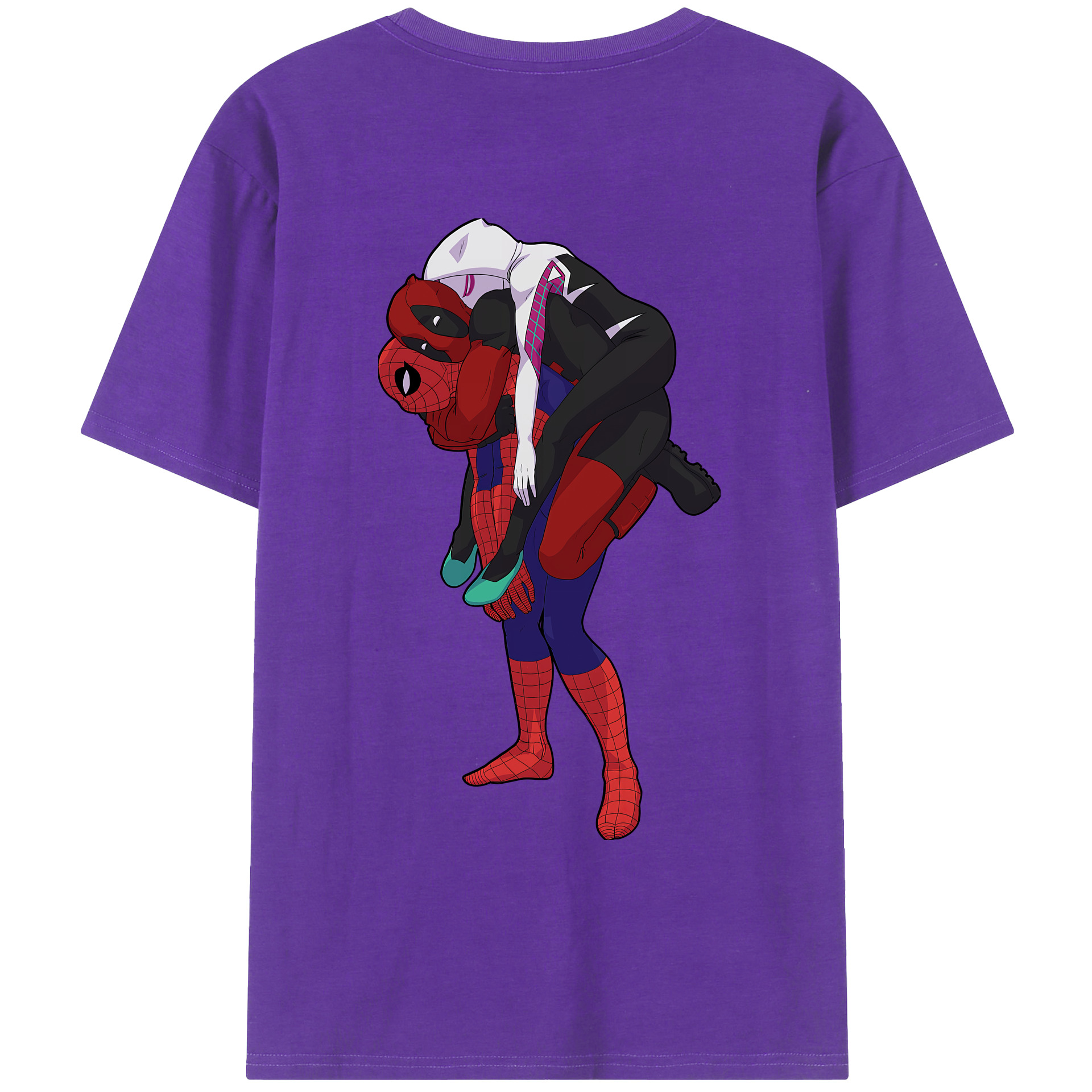 （画像用） Deadpool デッドプール 綿100％ メンズ半袖Tシャツ（バックプリント） 通気性