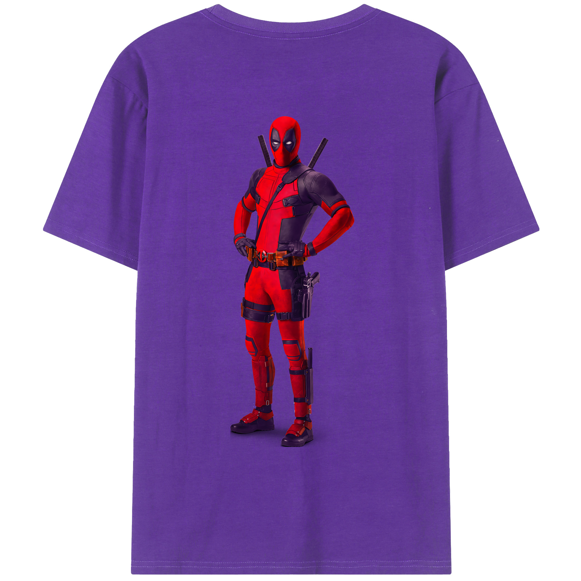（画像用） Deadpool デッドプール 綿100％ メンズ半袖Tシャツ（バックプリント） 通気性