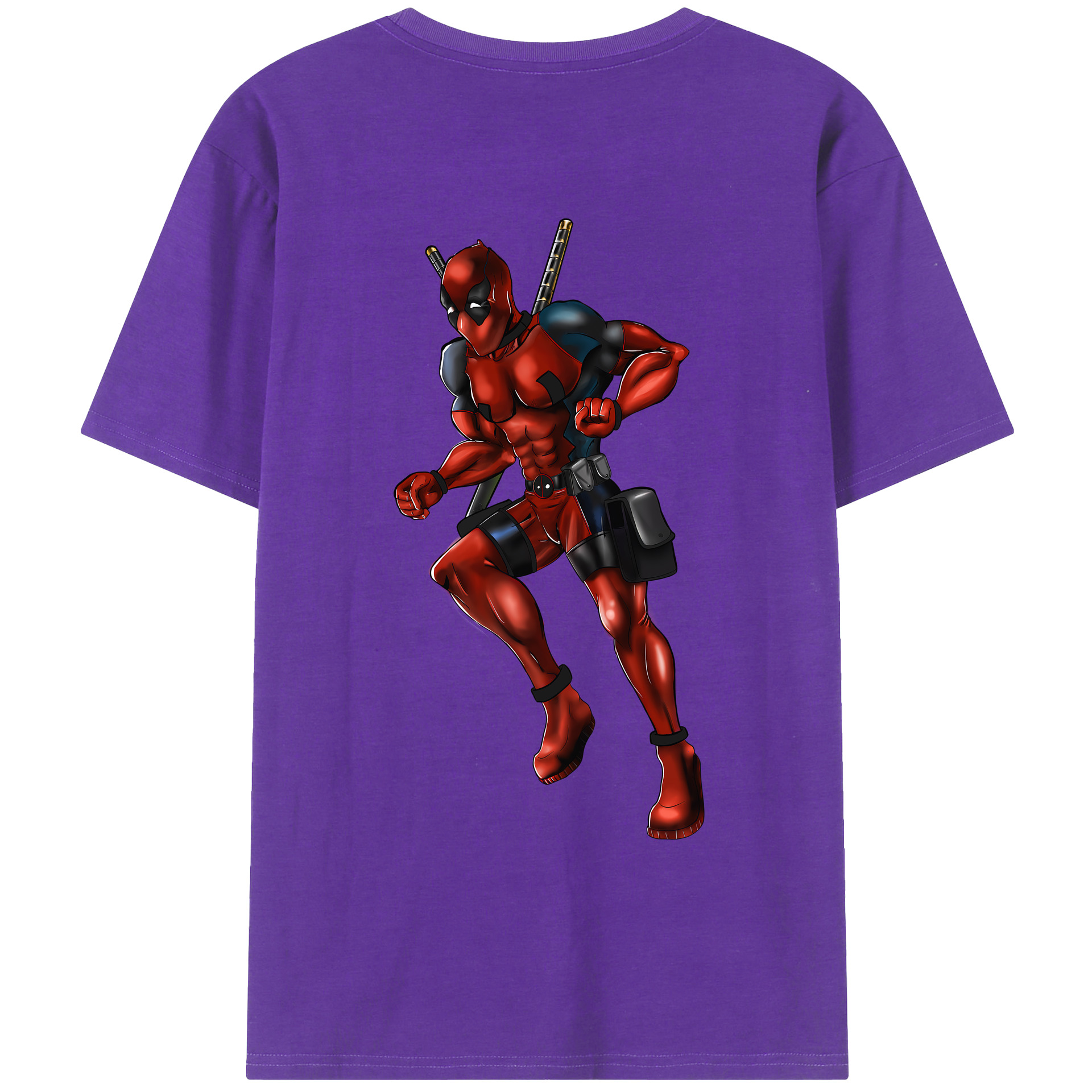 （画像用） Deadpool デッドプール 綿100％ メンズ半袖Tシャツ（バックプリント） 通気性