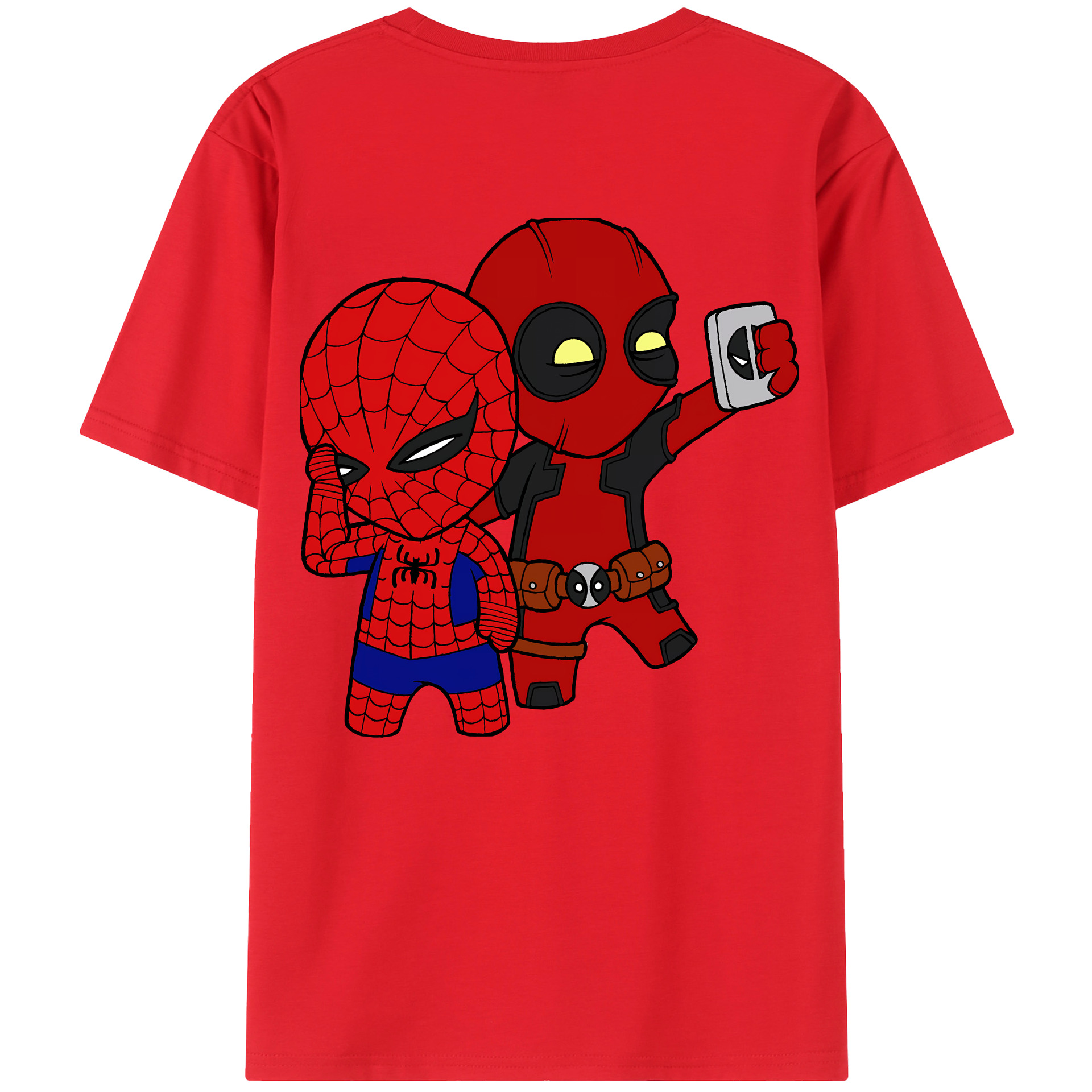 （画像用） Deadpool デッドプール 綿100％ メンズ半袖Tシャツ（バックプリント） 通気性