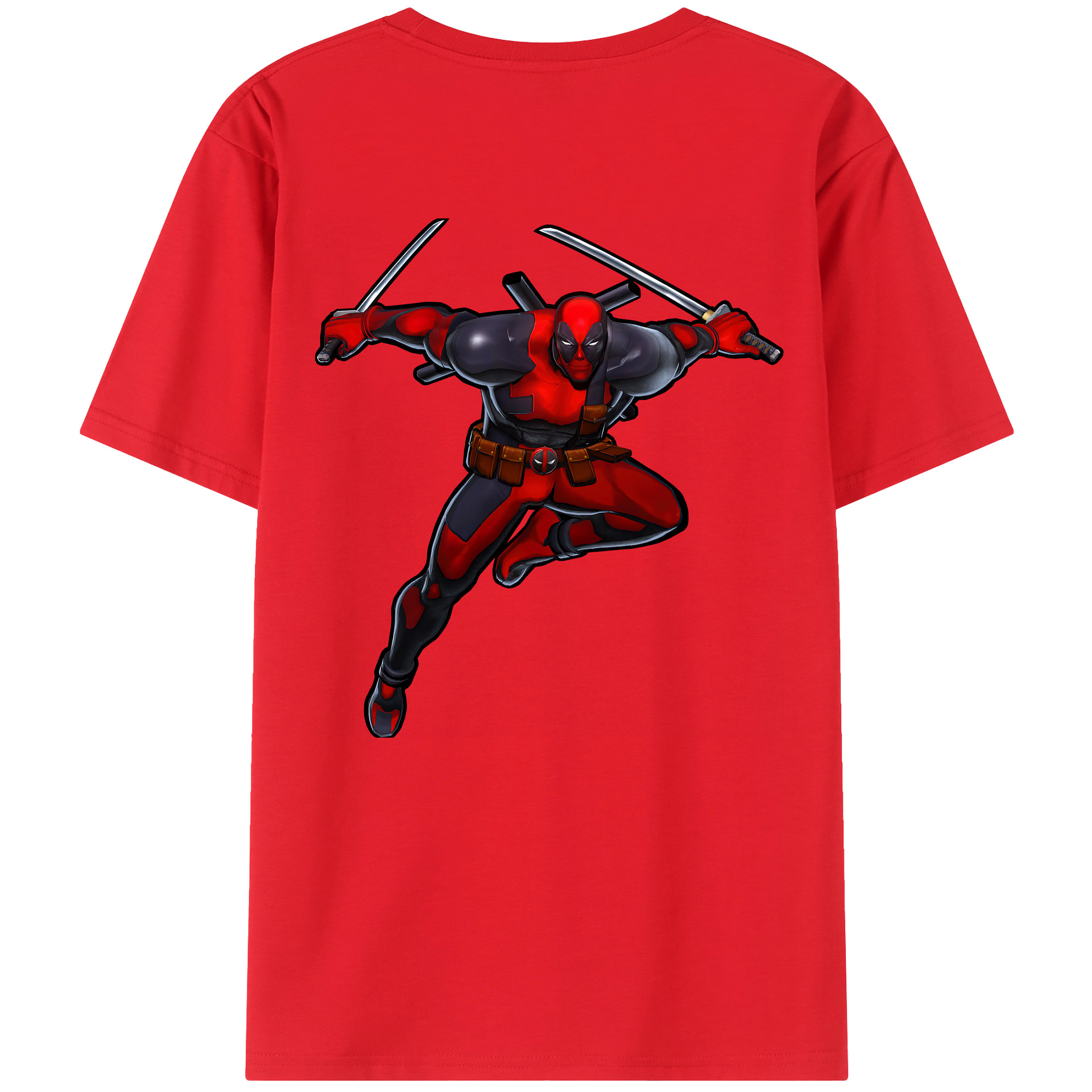 （画像用） Deadpool デッドプール 綿100％ メンズ半袖Tシャツ（バックプリント） 通気性