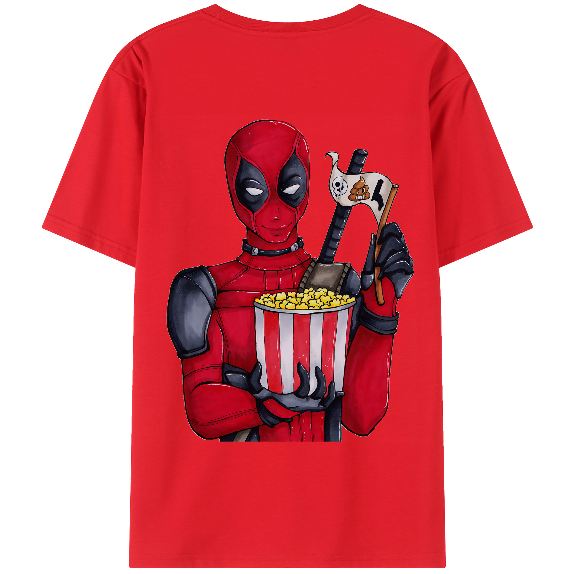 （画像用） Deadpool デッドプール 綿100％ メンズ半袖Tシャツ（バックプリント） 通気性