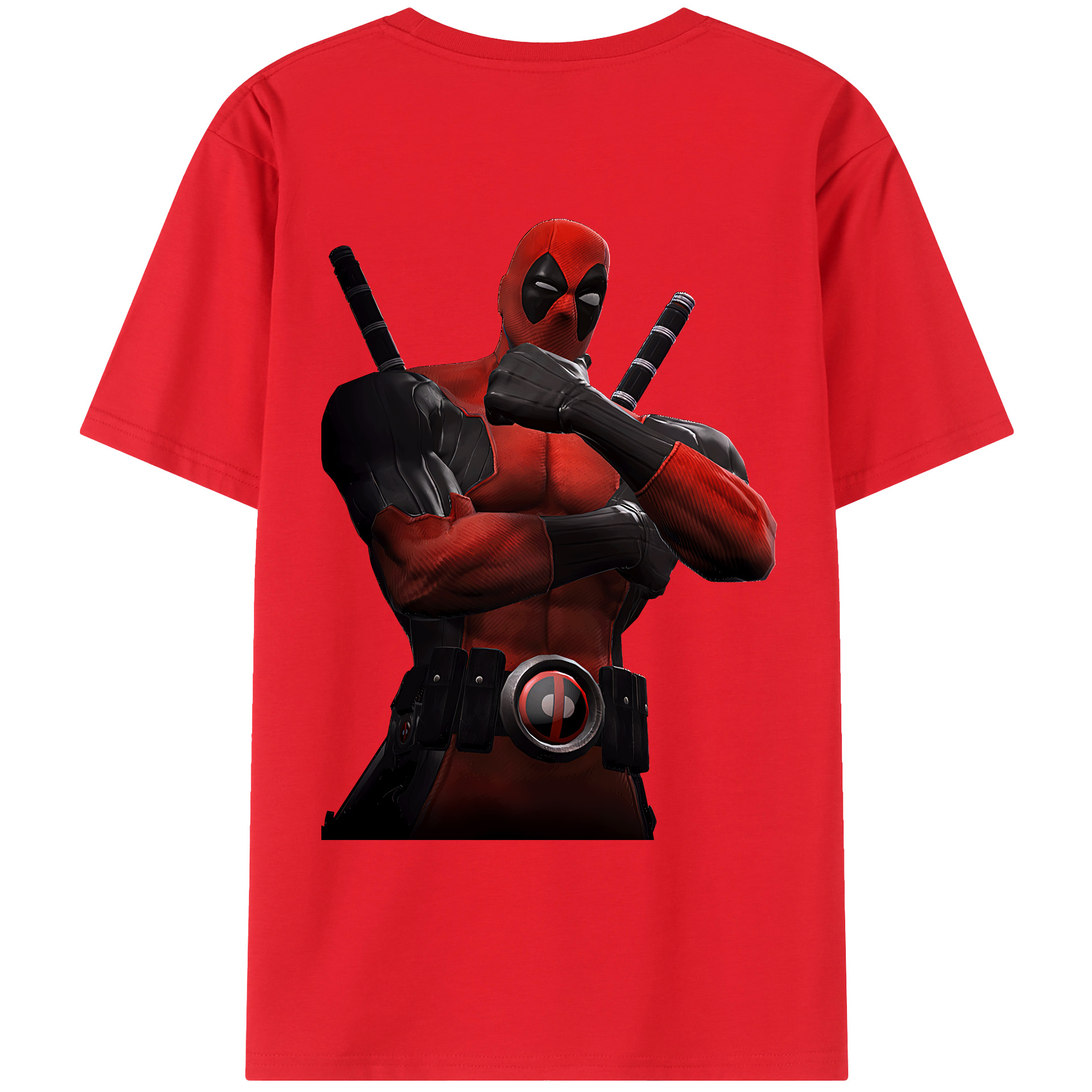 （画像用） Deadpool デッドプール 綿100％ メンズ半袖Tシャツ（バックプリント） 通気性