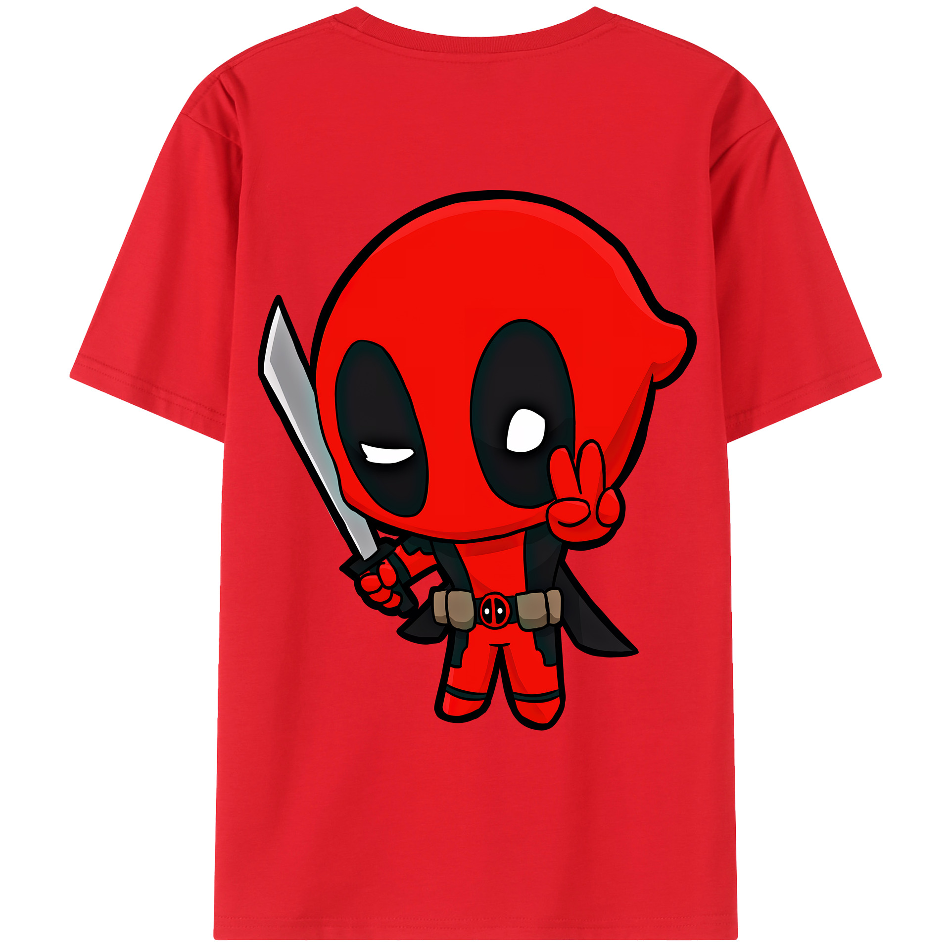 （画像用） Deadpool デッドプール 綿100％ メンズ半袖Tシャツ（バックプリント） 通気性