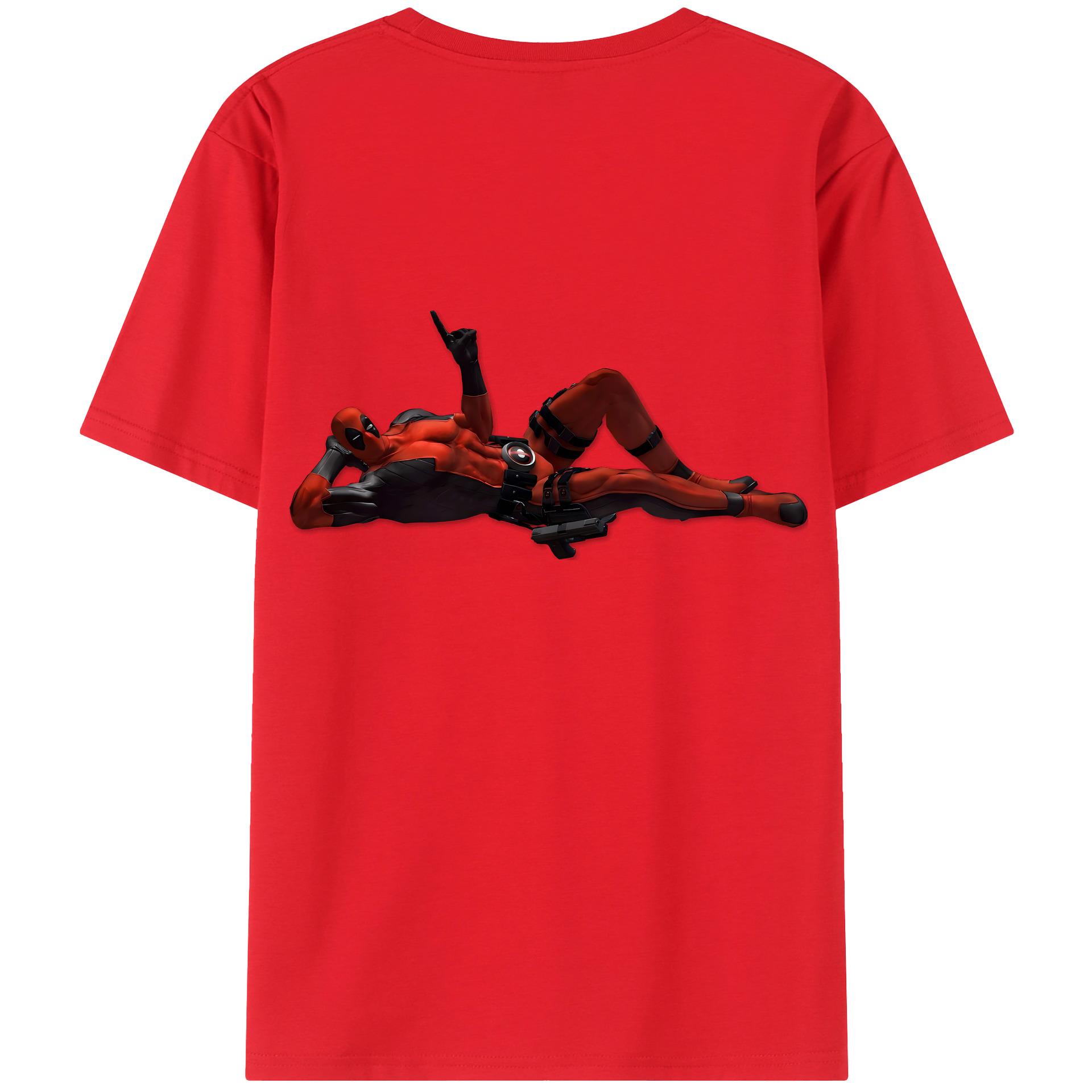 （画像用） Deadpool デッドプール 綿100％ メンズ半袖Tシャツ（バックプリント） 通気性
