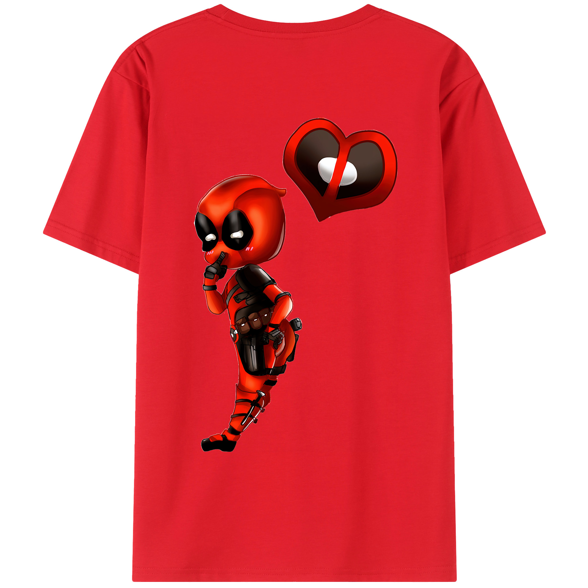 （画像用） Deadpool デッドプール 綿100％ メンズ半袖Tシャツ（バックプリント） 通気性