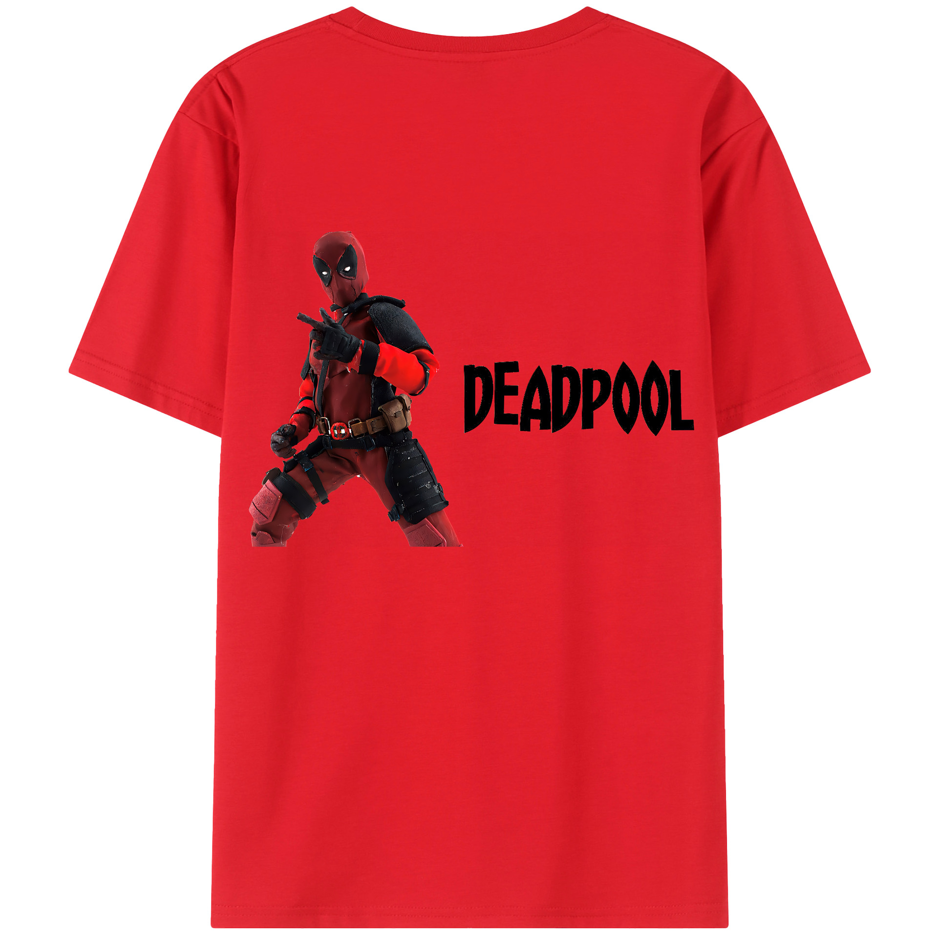 （画像用） Deadpool デッドプール 綿100％ メンズ半袖Tシャツ（バックプリント） 通気性