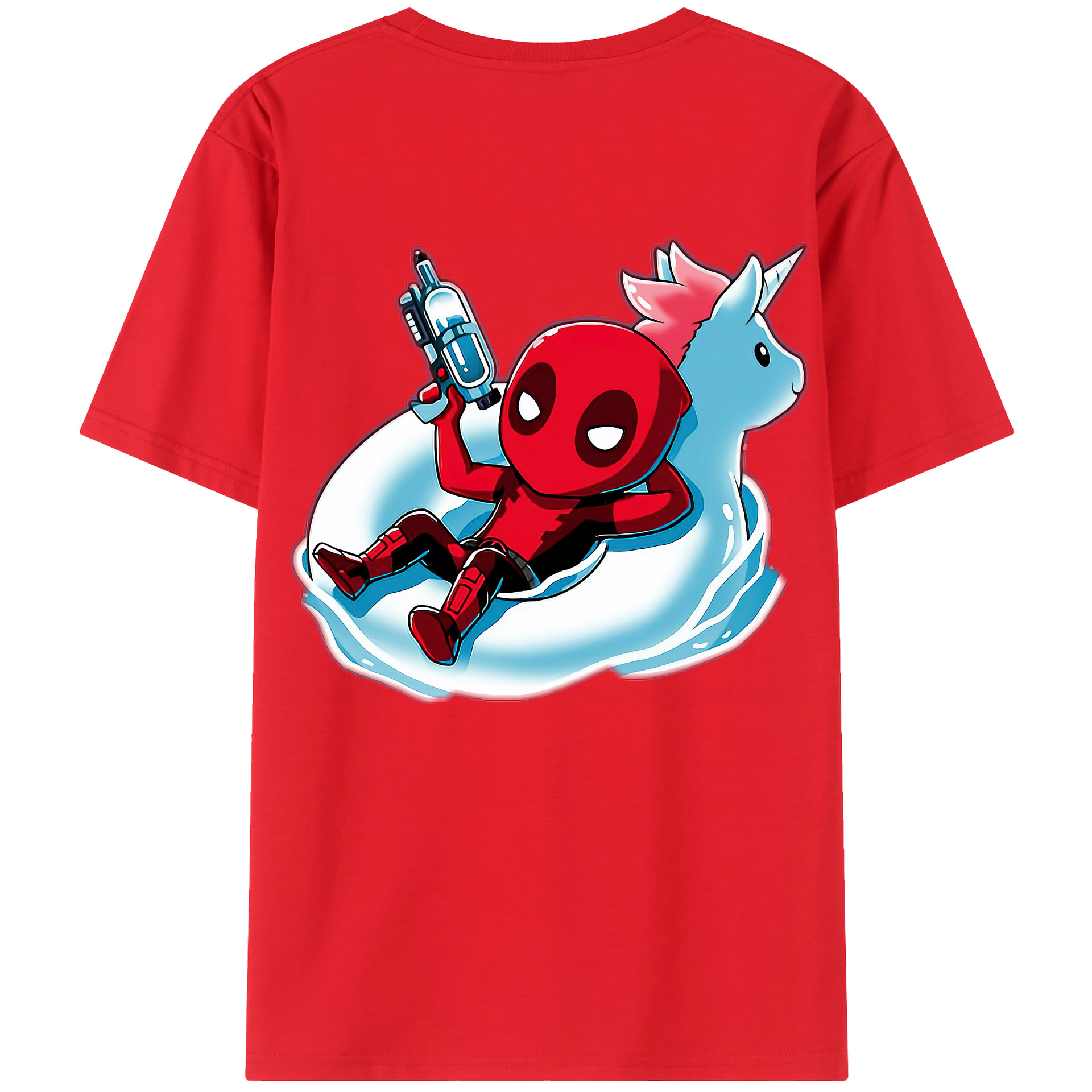（画像用） Deadpool デッドプール 綿100％ メンズ半袖Tシャツ（バックプリント） 通気性