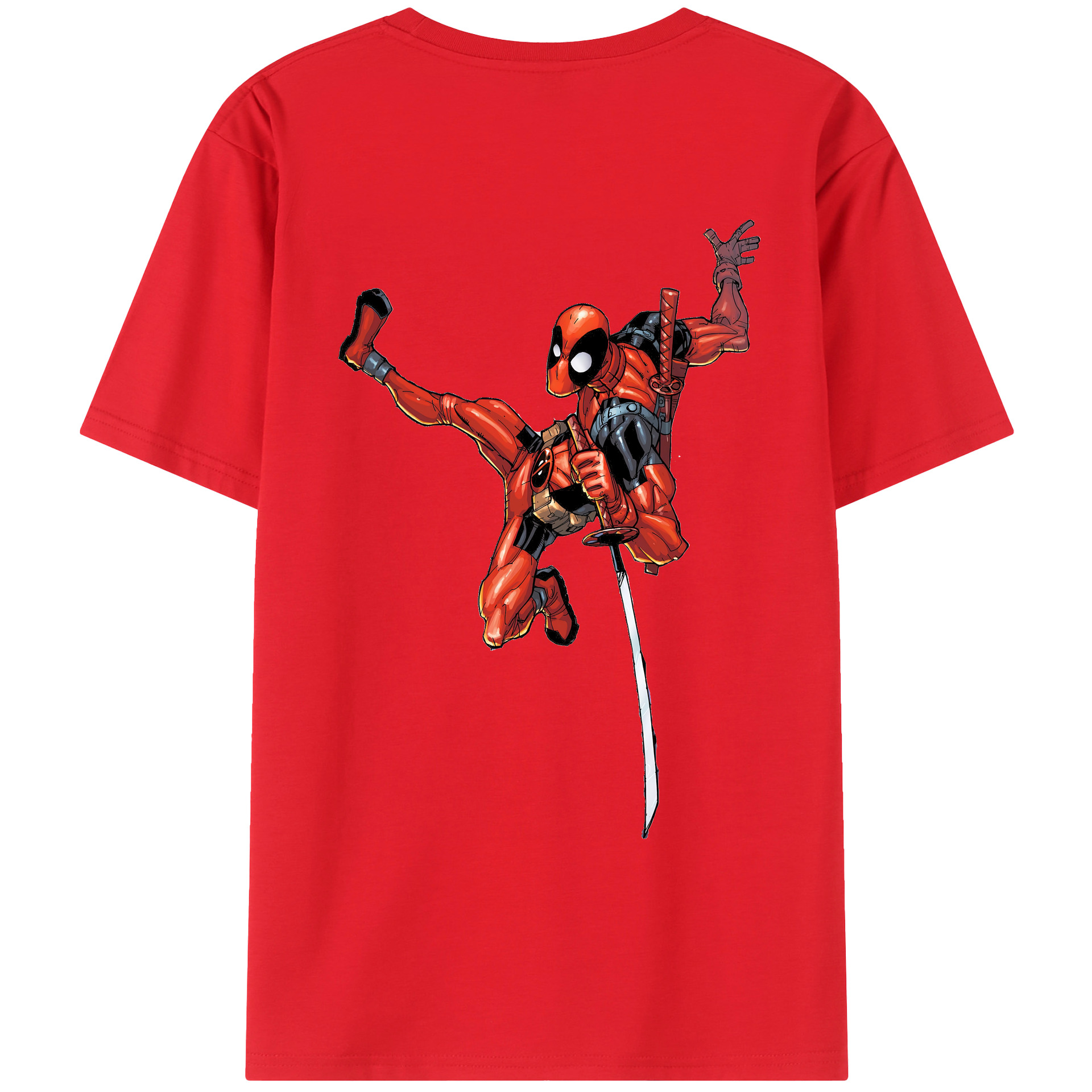 （画像用） Deadpool デッドプール 綿100％ メンズ半袖Tシャツ（バックプリント） 通気性
