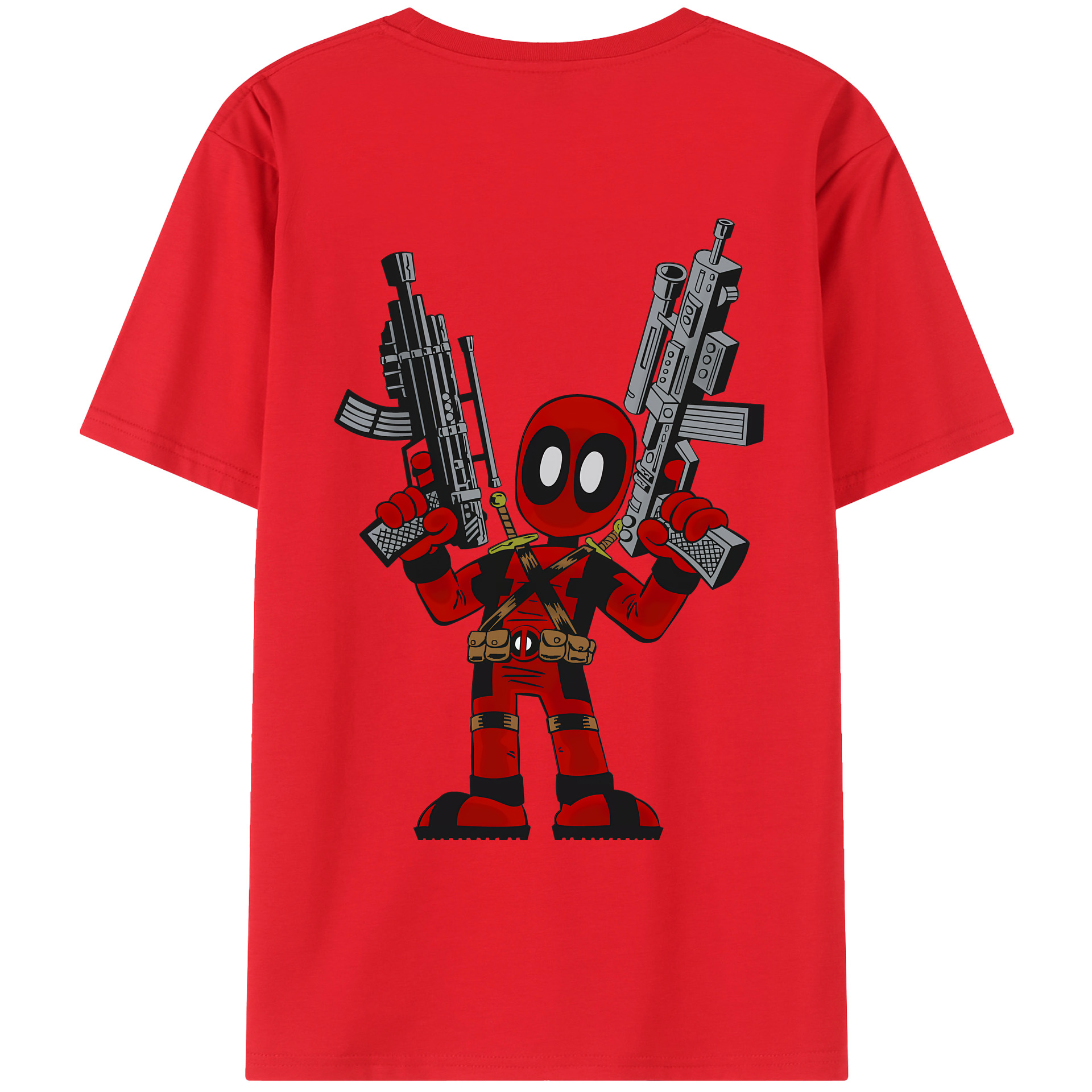 （画像用） Deadpool デッドプール 綿100％ メンズ半袖Tシャツ（バックプリント） 通気性